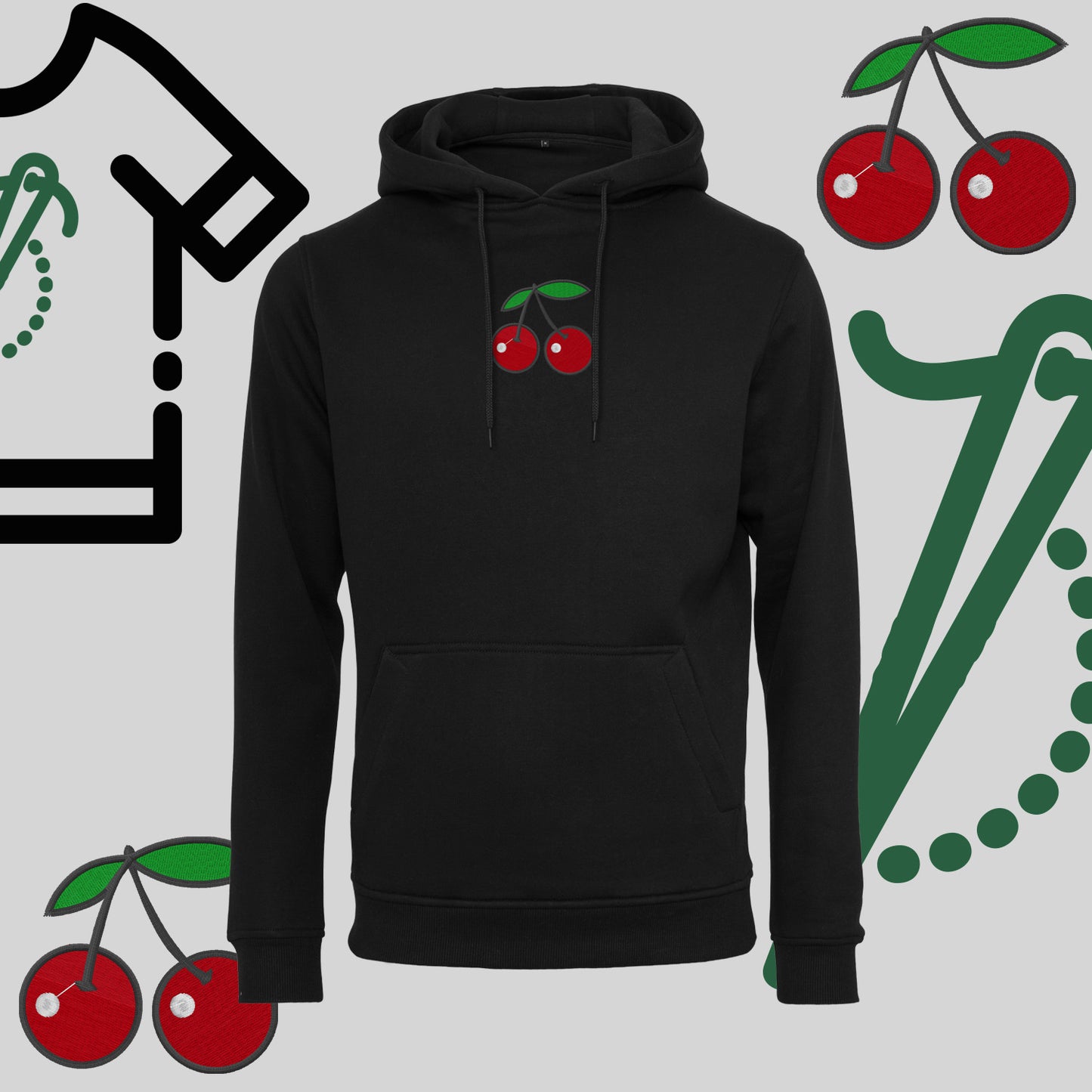 Bluza z kapturem "Wisienki" – haft komputerowy, styl z urokiem