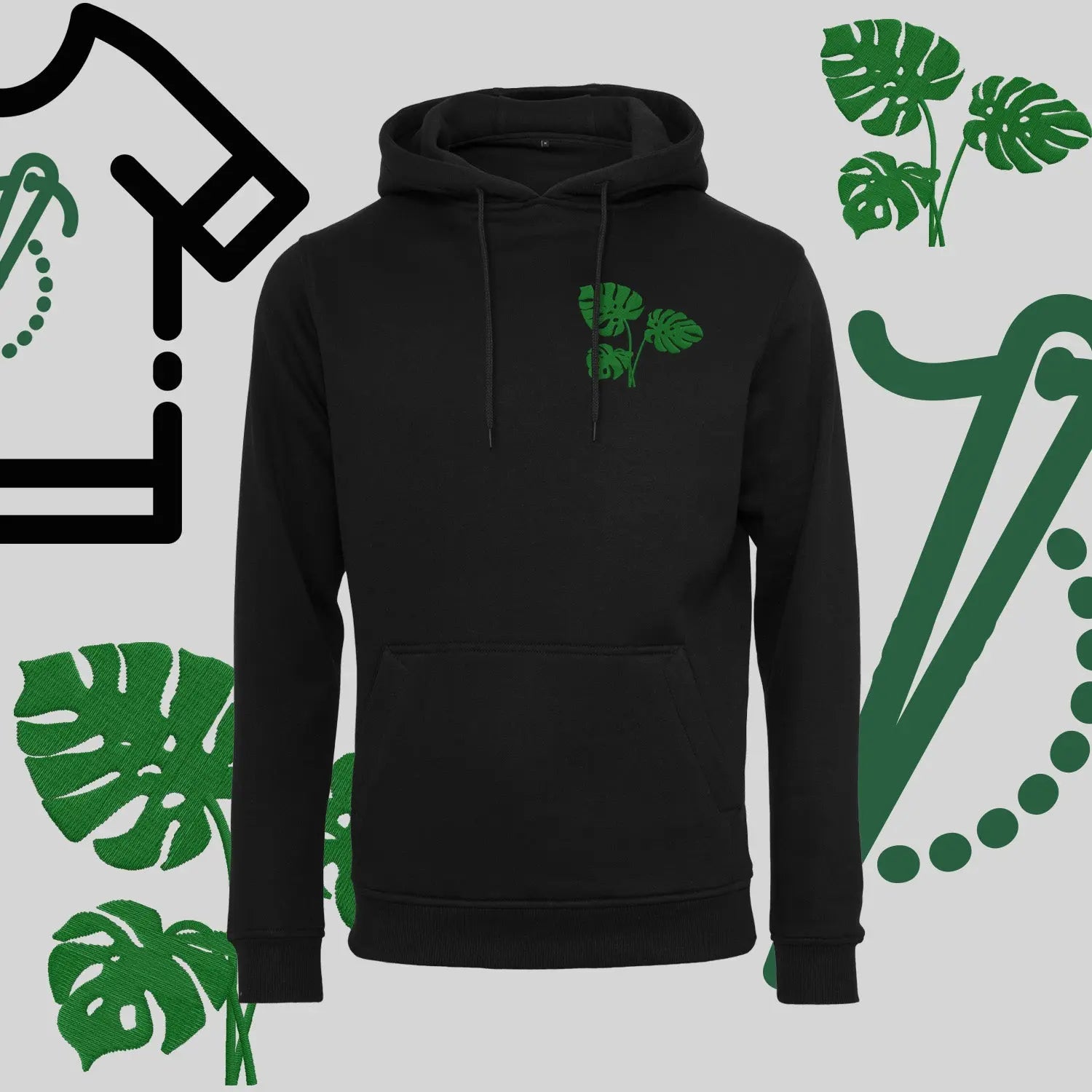 Bluza z kapturem "Kwiat Monstery" – haft komputerowy, styl inspirowany naturą Haft z radości