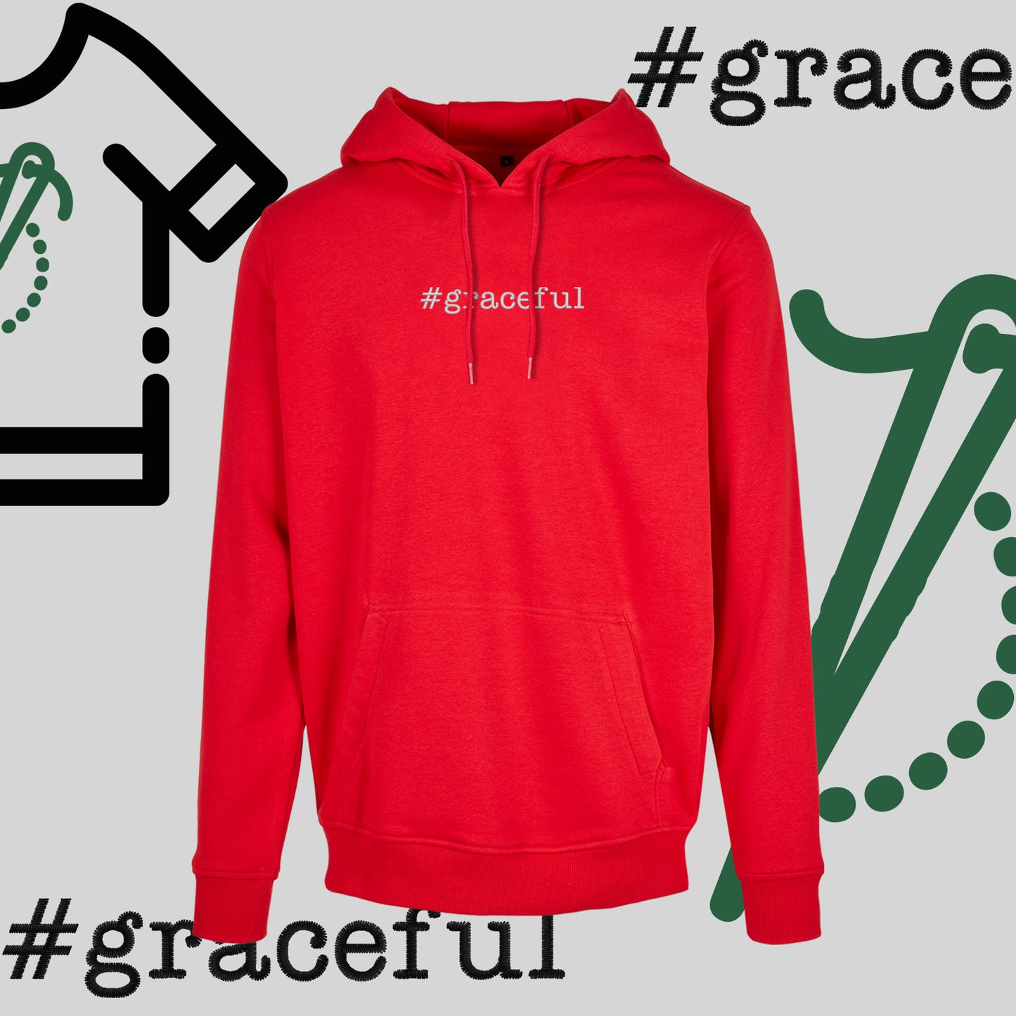 Bluza z kapturem "#graceful" – haft komputerowy, elegancja w stylu casual