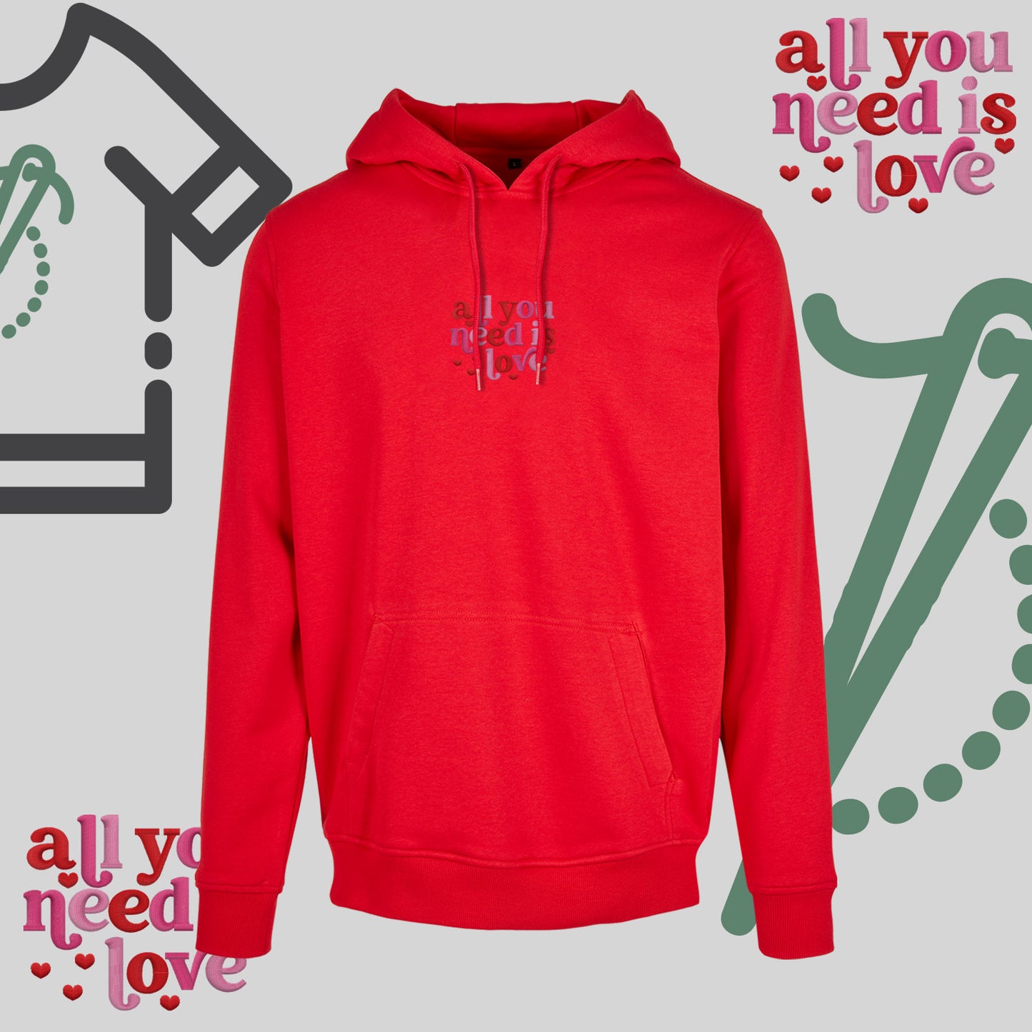 Bluza z kapturem z haftem "All You need is Love"