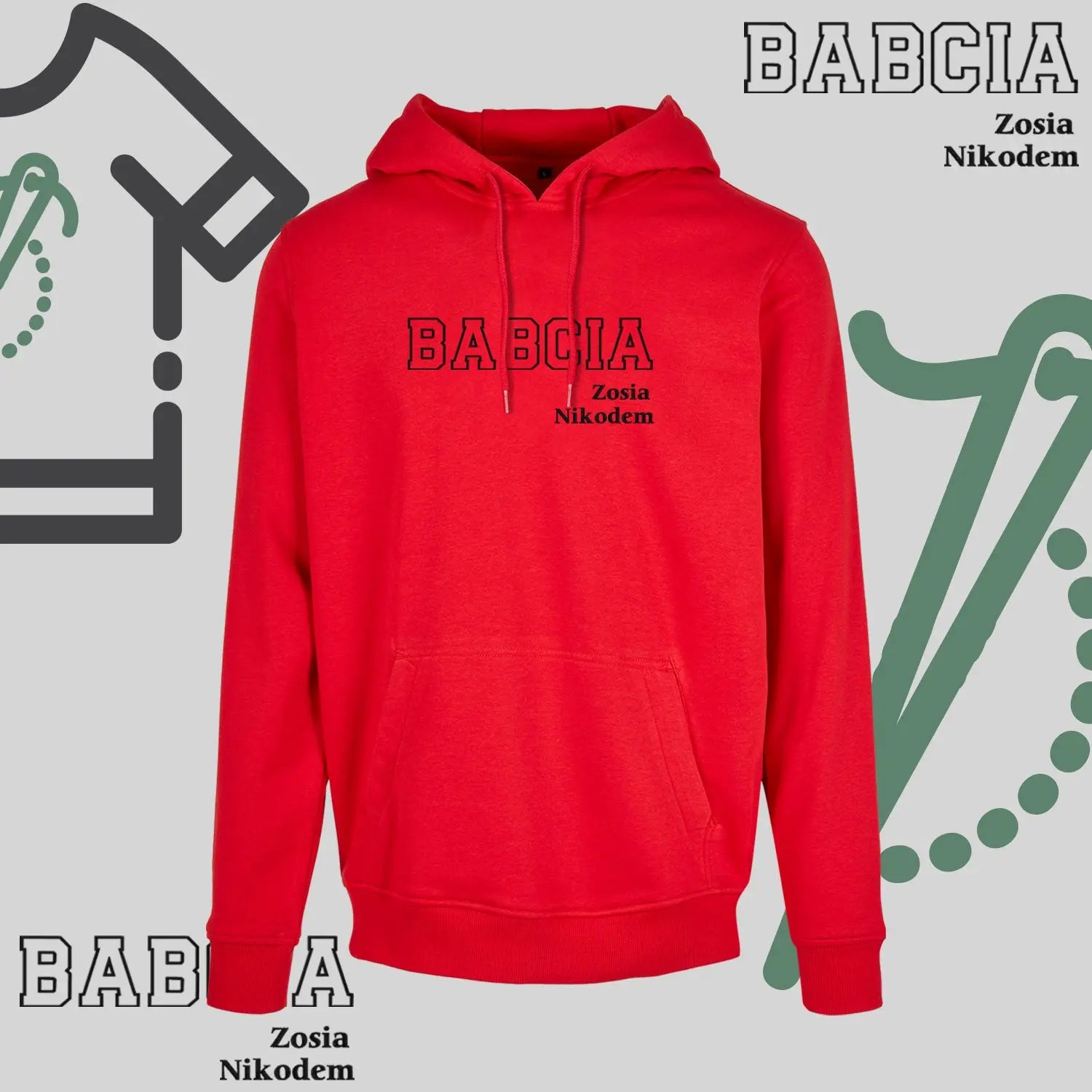 Bluza z kapturem "BABCIA" kontur+imiona wnucząt idealny prezent na dzień Babci Haft z radości