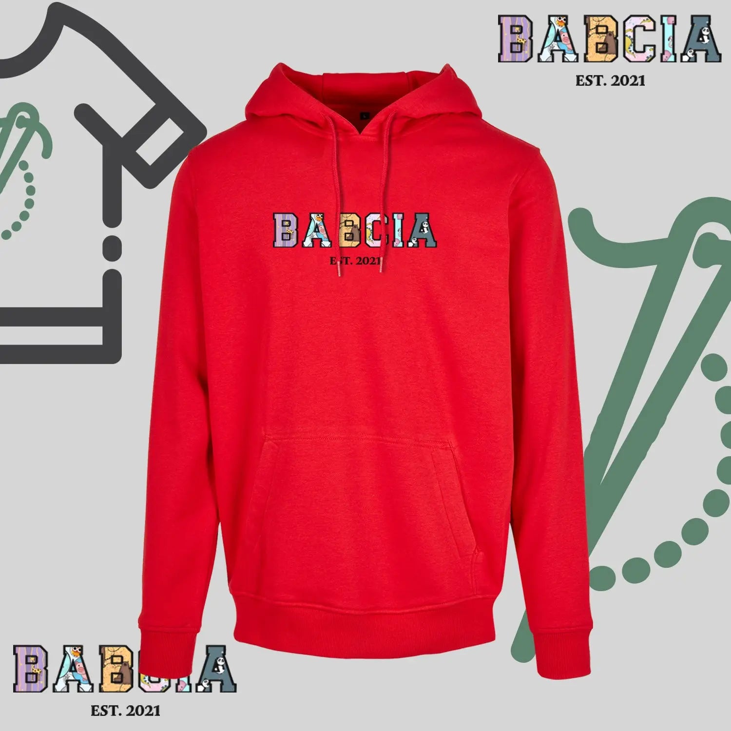 Bluza z kapturem "BABCIA" PATCHWORK+EST idealny prezent na dzień Babci Haft z radości