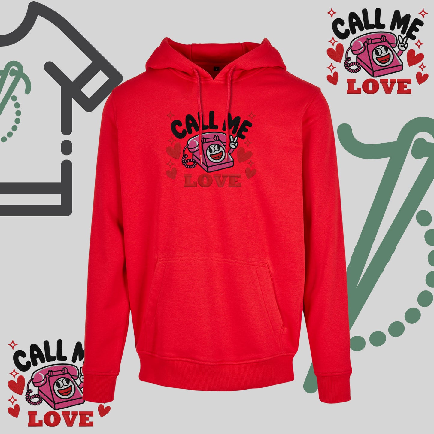 Bluza z kapturem z haftem "Call Me Love"