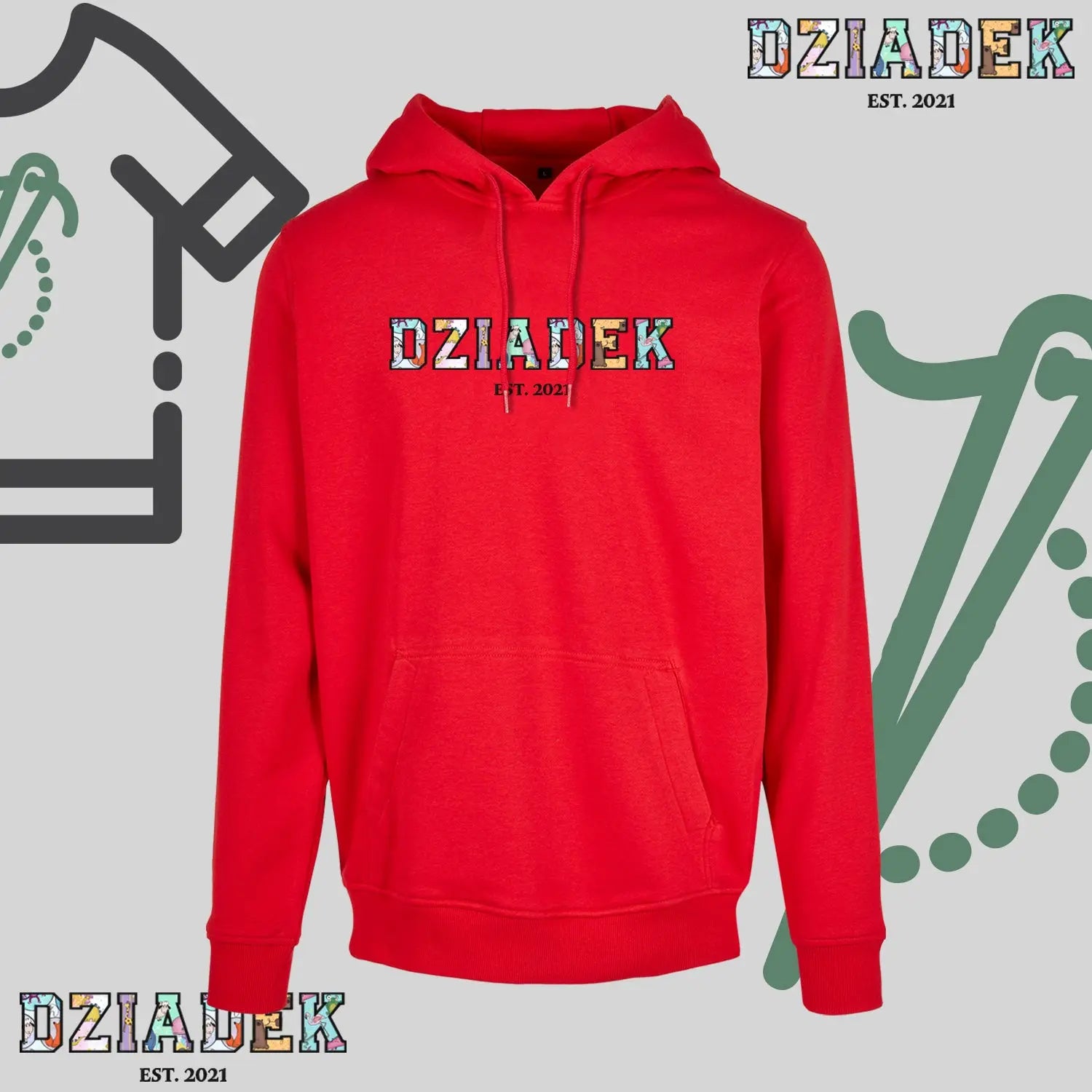 Bluza z kapturem "DZIADEK" PATCHWORK+EST idealny prezent na dzień Dziadka Haft z radości