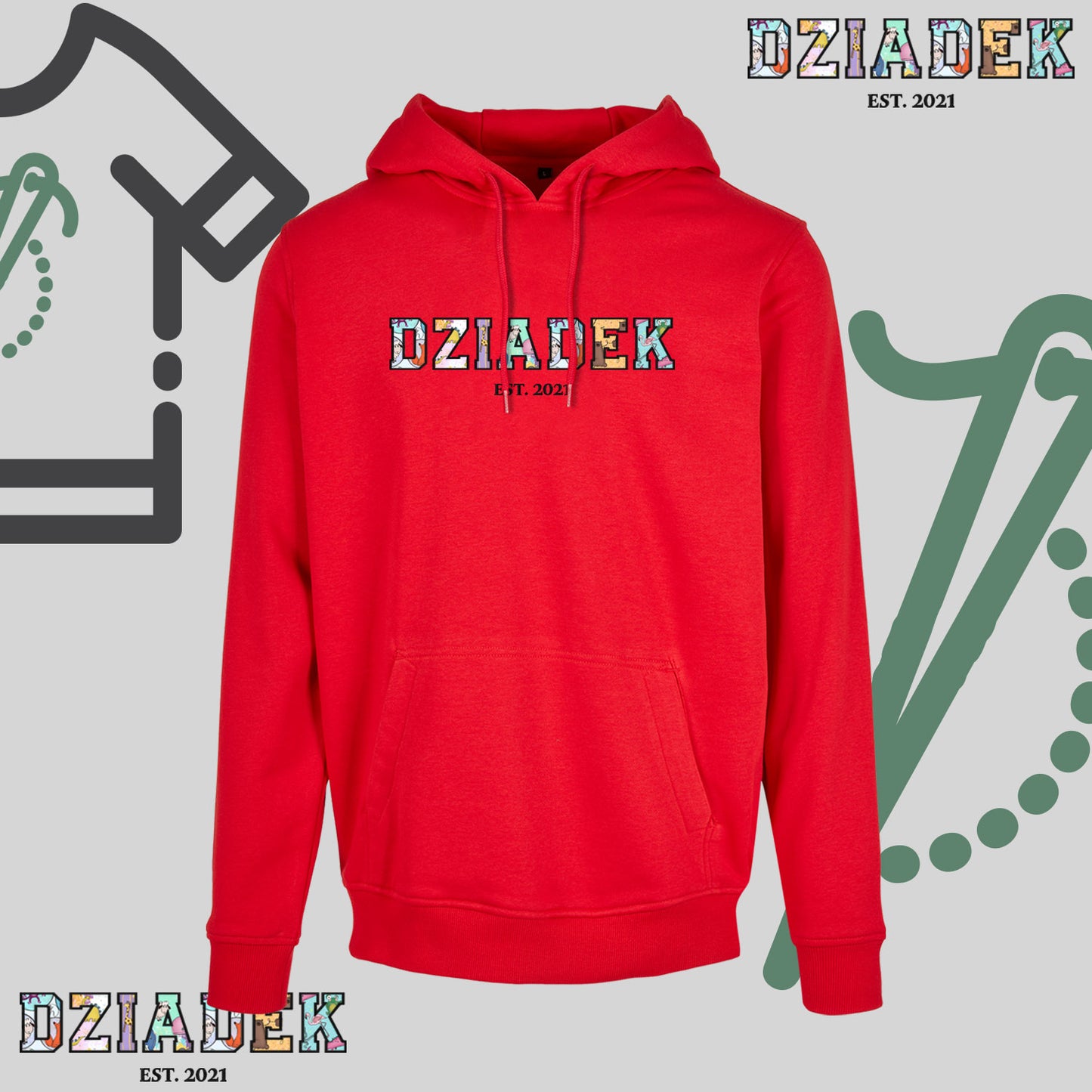 Bluza z kapturem "DZIADEK" PATCHWORK+EST idealny prezent na dzień Dziadka