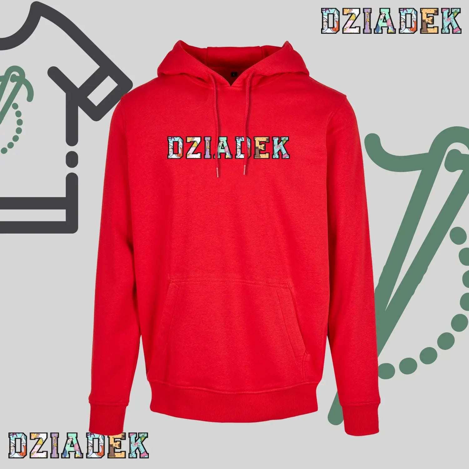 Bluza z kapturem "DZIADEK" PATCHWORK idealny prezent na dzień Dziadka Haft z radości