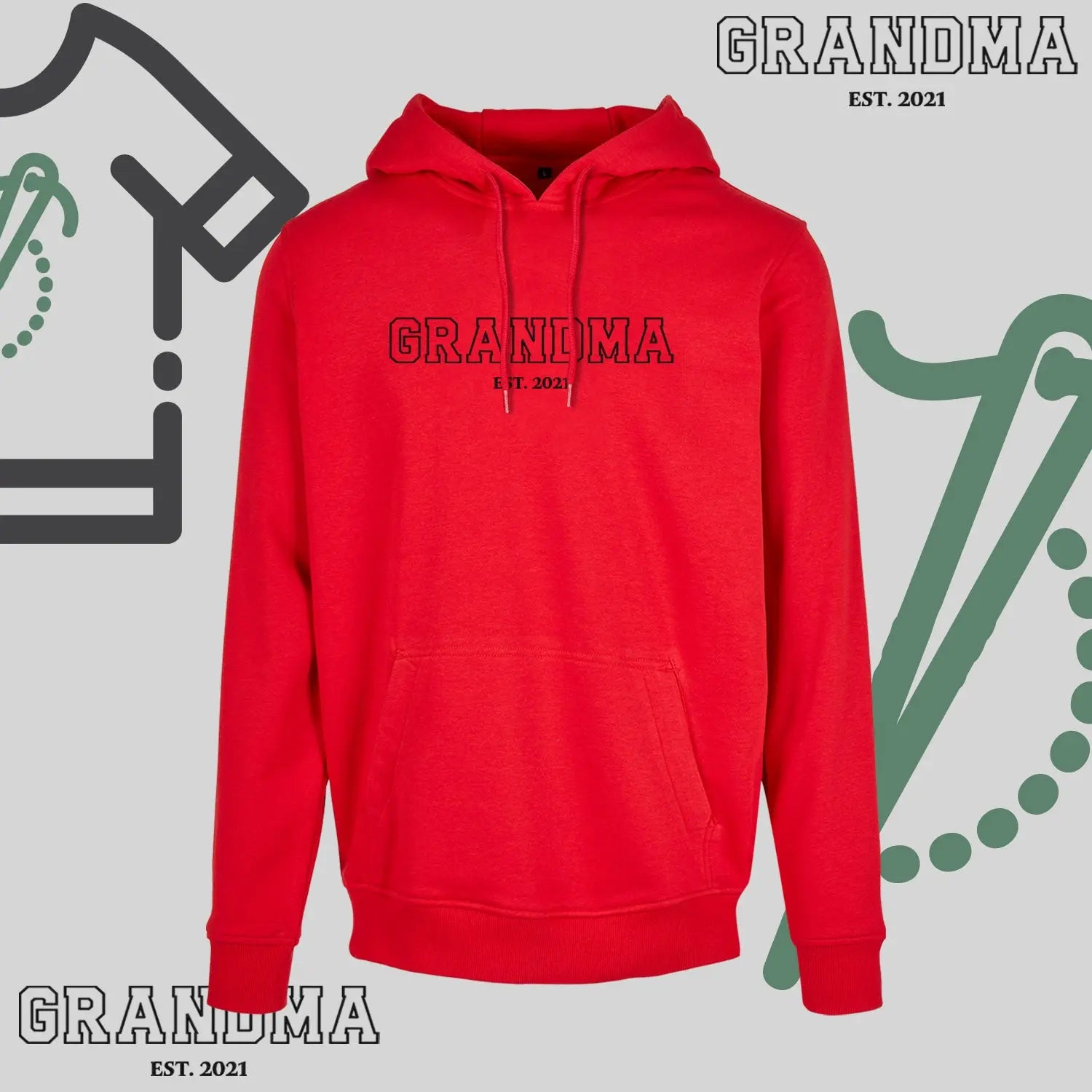 Bluza z kapturem "GRANDMA" kontur+EST idealny prezent na dzień Babci Haft z radości
