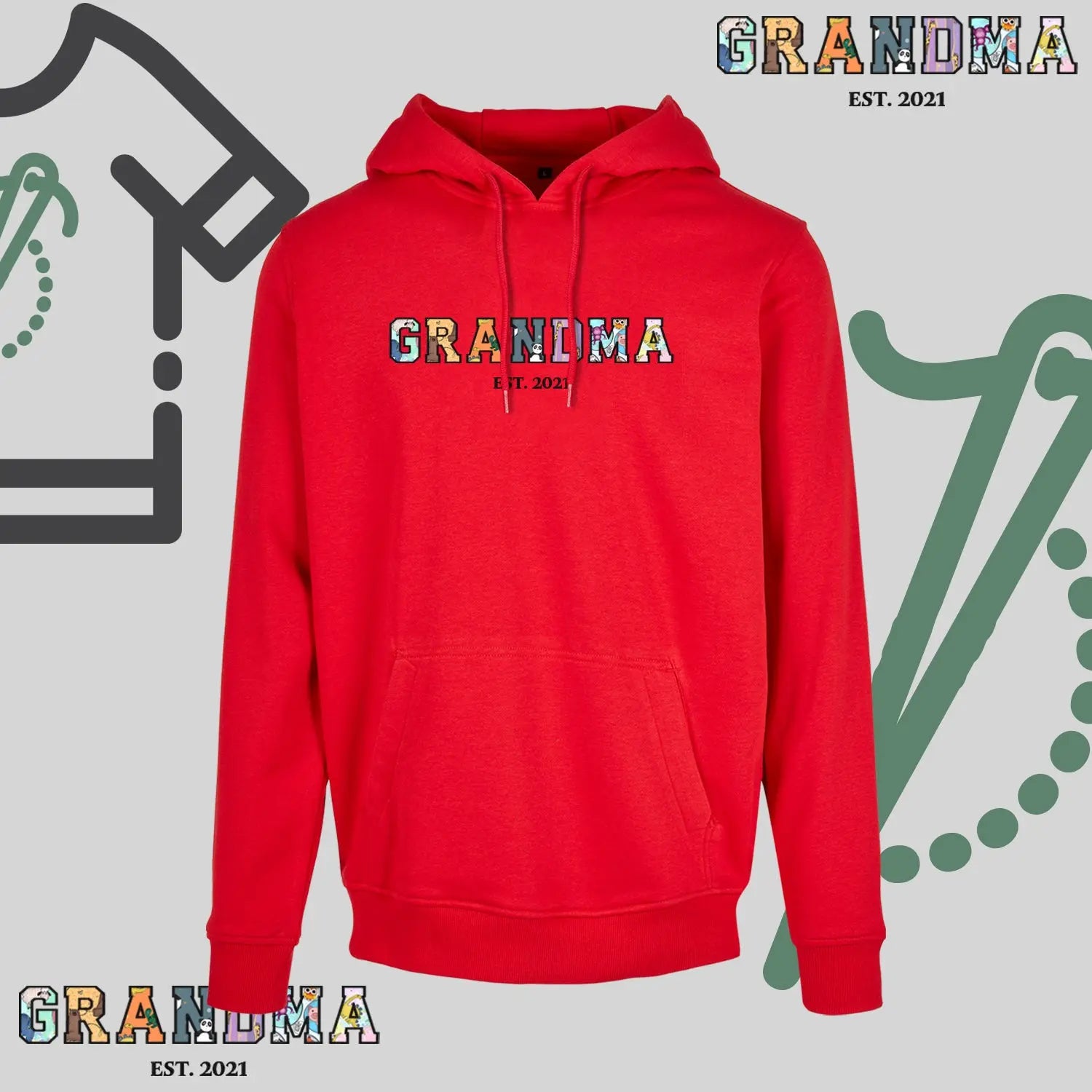 Bluza z kapturem "GRANDMA" PATCHWORK +EST idealny prezent na dzień Babci Haft z radości
