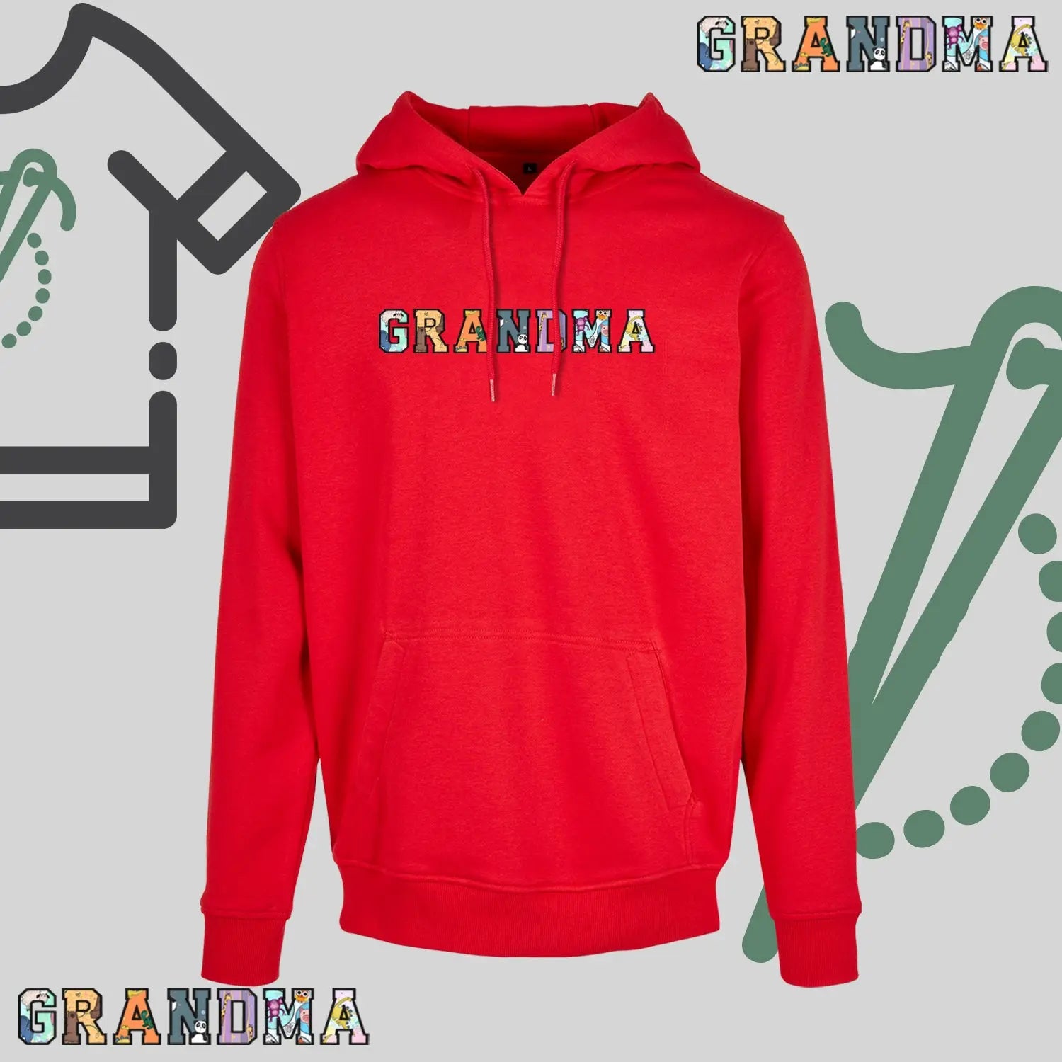 Bluza z kapturem "GRANDMA" PATCHWORK idealny prezent na dzień Babci Haft z radości