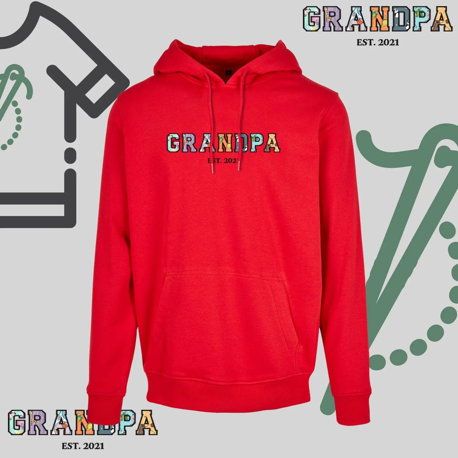 Bluza z kapturem "GRANDPA" Patchwork + EST idealny prezent na dzień Dziadka Haft z radości