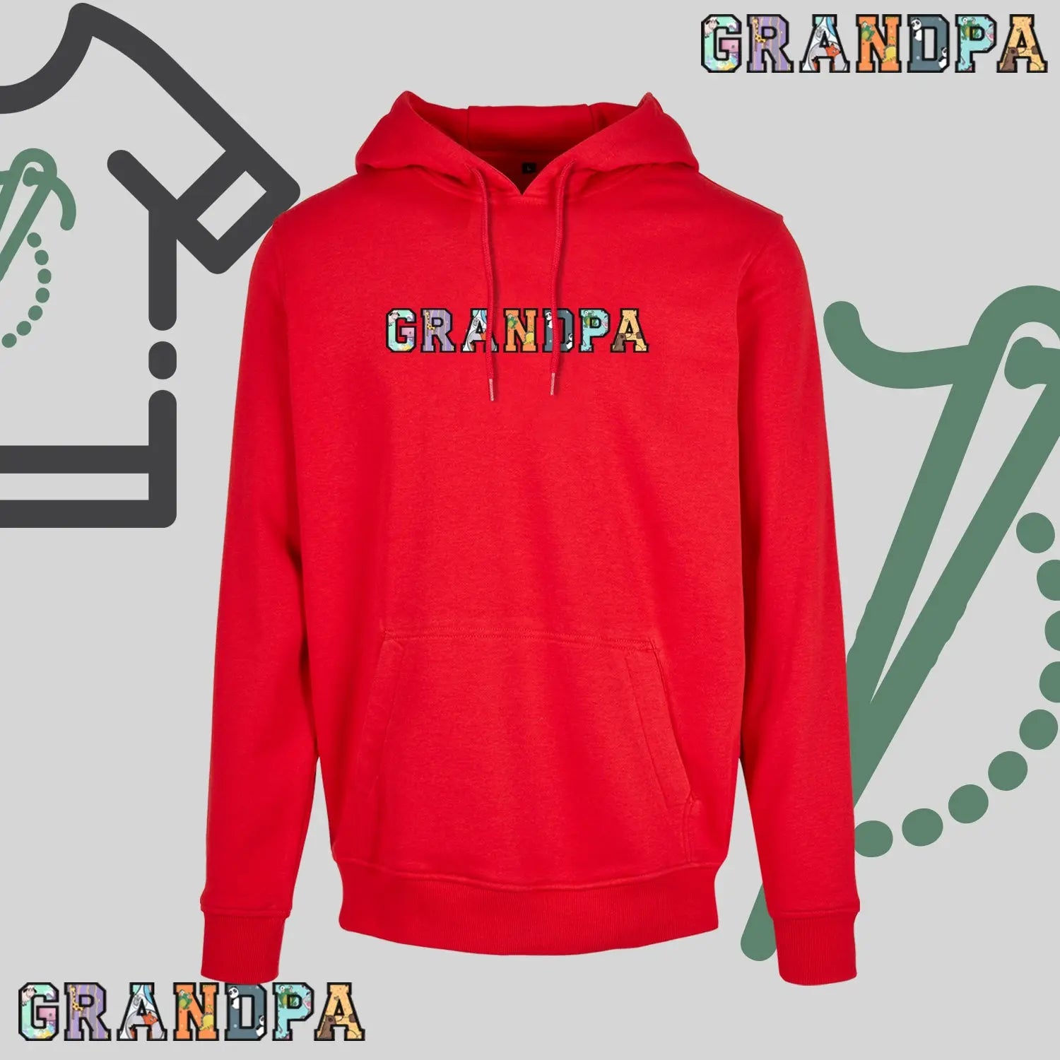 Bluza z kapturem "GRANDPA" Patchwork idealny prezent na dzień Dziadka Haft z radości