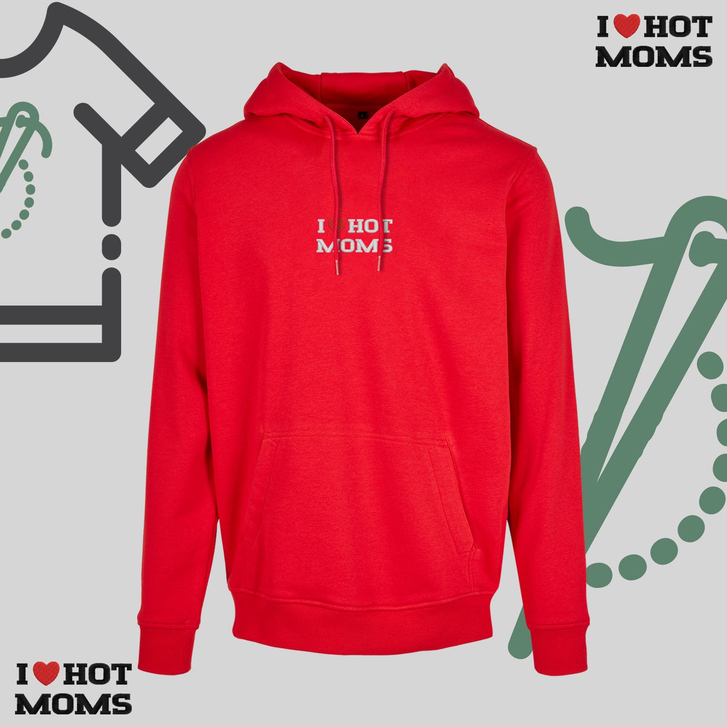 Bluza z kapturem z haftem "I❤️ HOT MOMS"