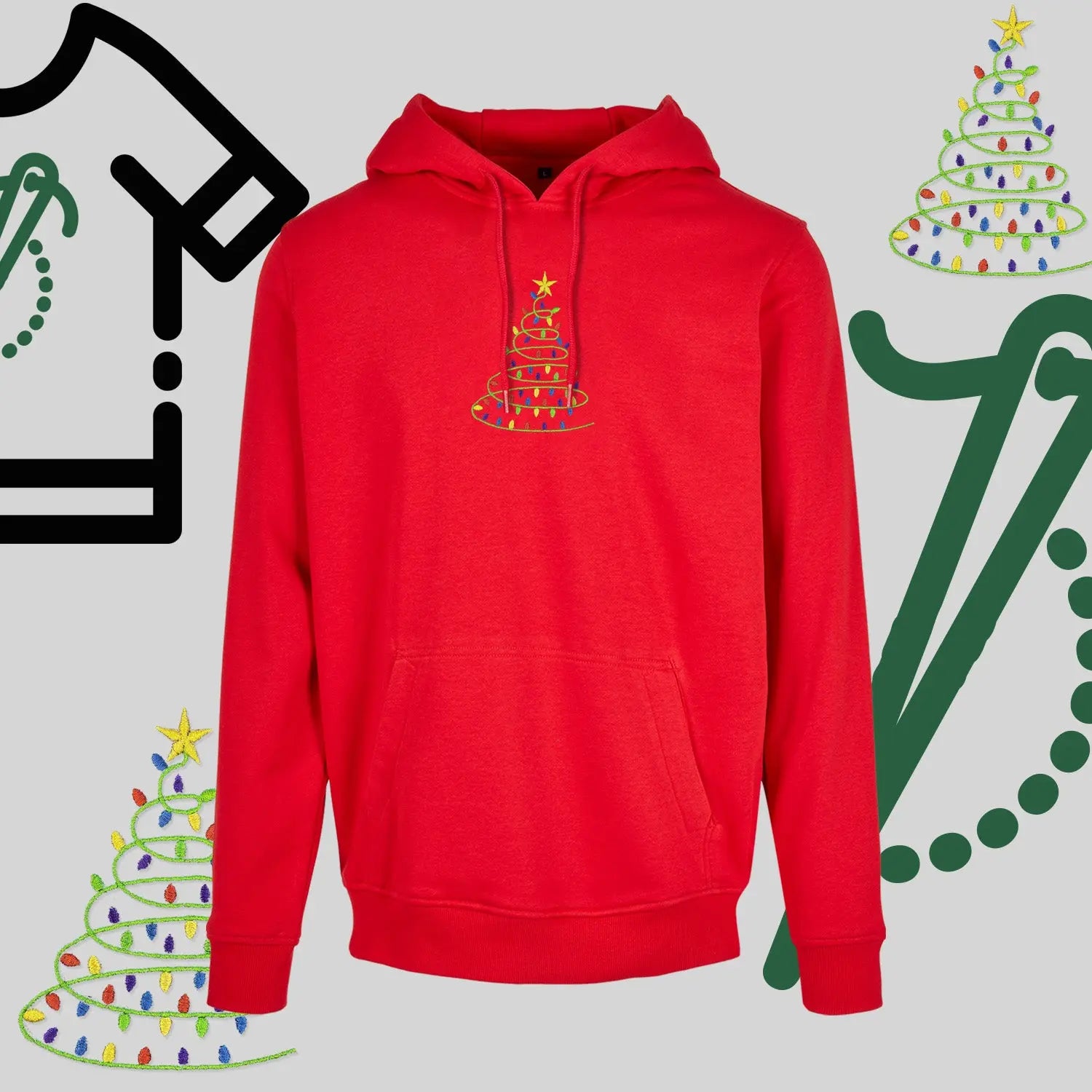 Bluza z kapturem "Choinka" – haft komputerowy, styl z przesłaniem Haft z radości