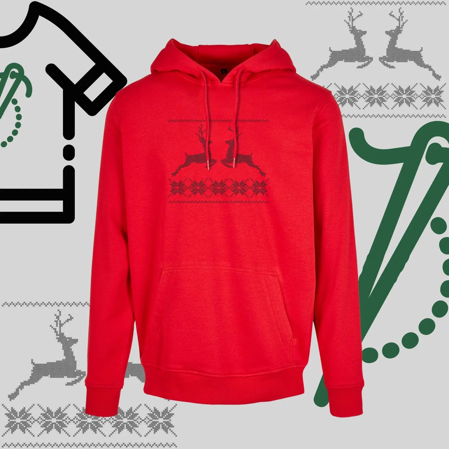 Bluza z kapturem "Renifer Christmas" – haft komputerowy, styl z przesłaniem Haft z radości