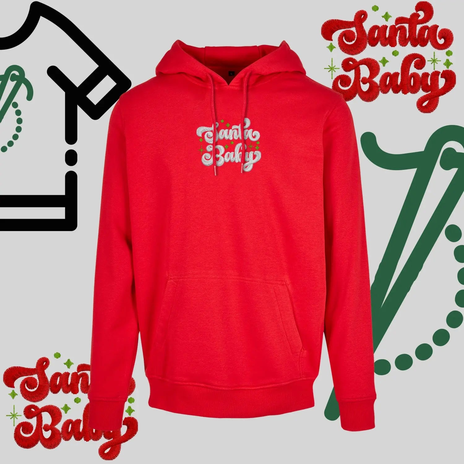 Bluza z kapturem "Santa Baby" – haft komputerowy, styl z przesłaniem Haft z radości