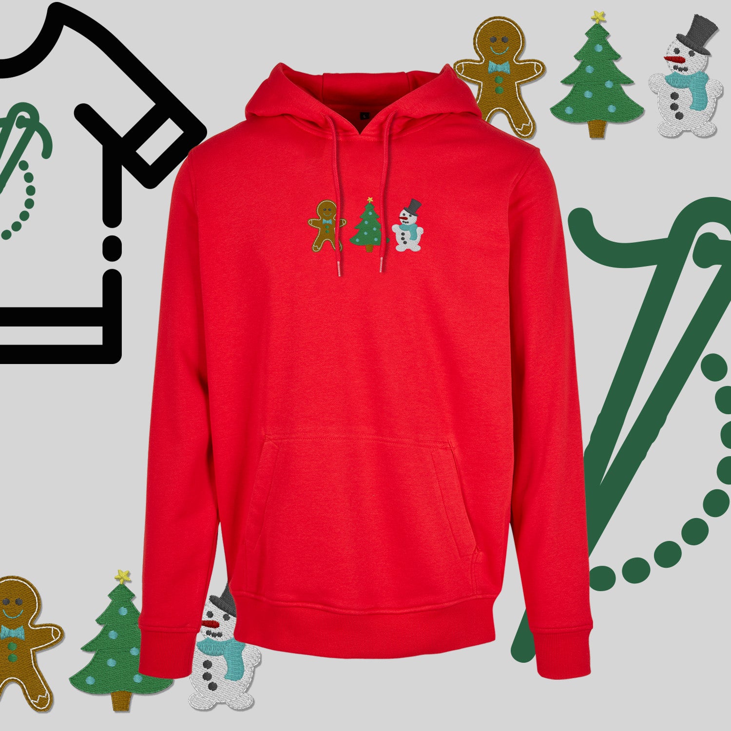 Bluza z kapturem "Świąteczna Gromada" – haft komputerowy, styl z przesłaniem