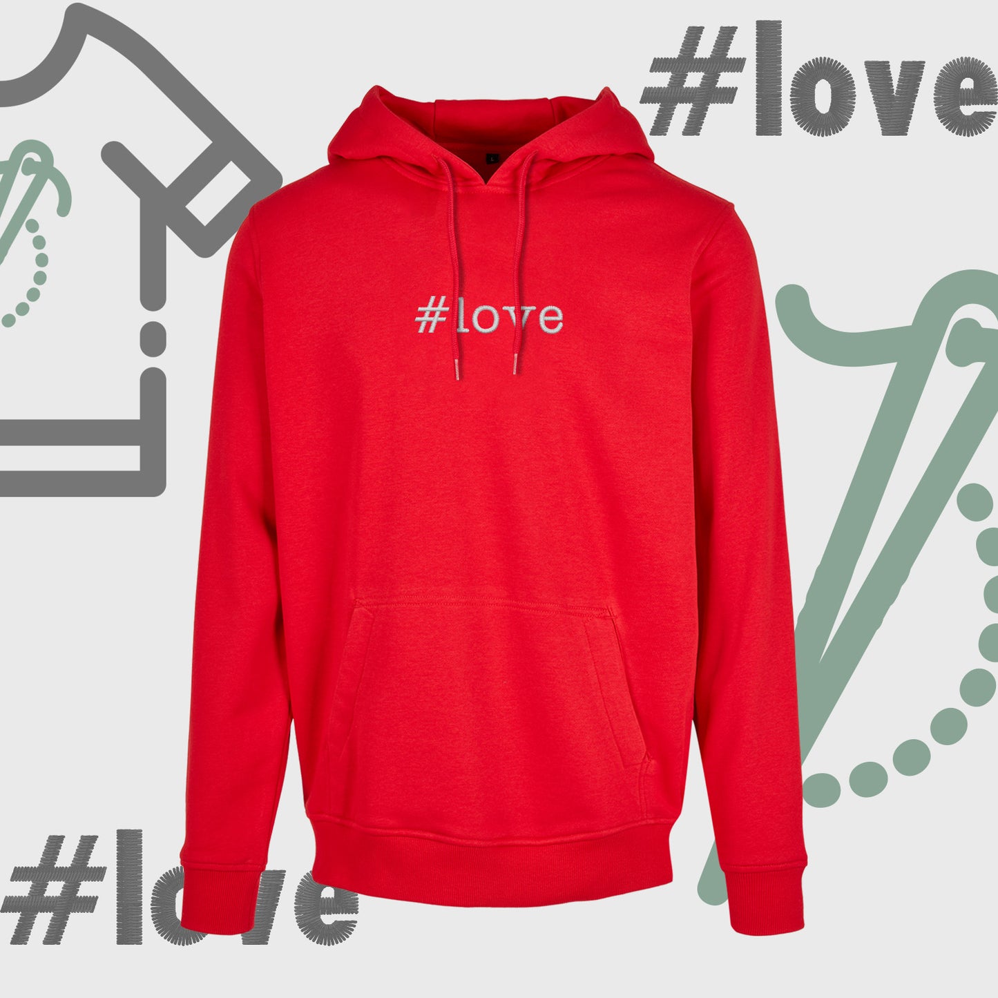 Bluza z kapturem "#love" – haft komputerowy, styl z pozytywnym przekazem