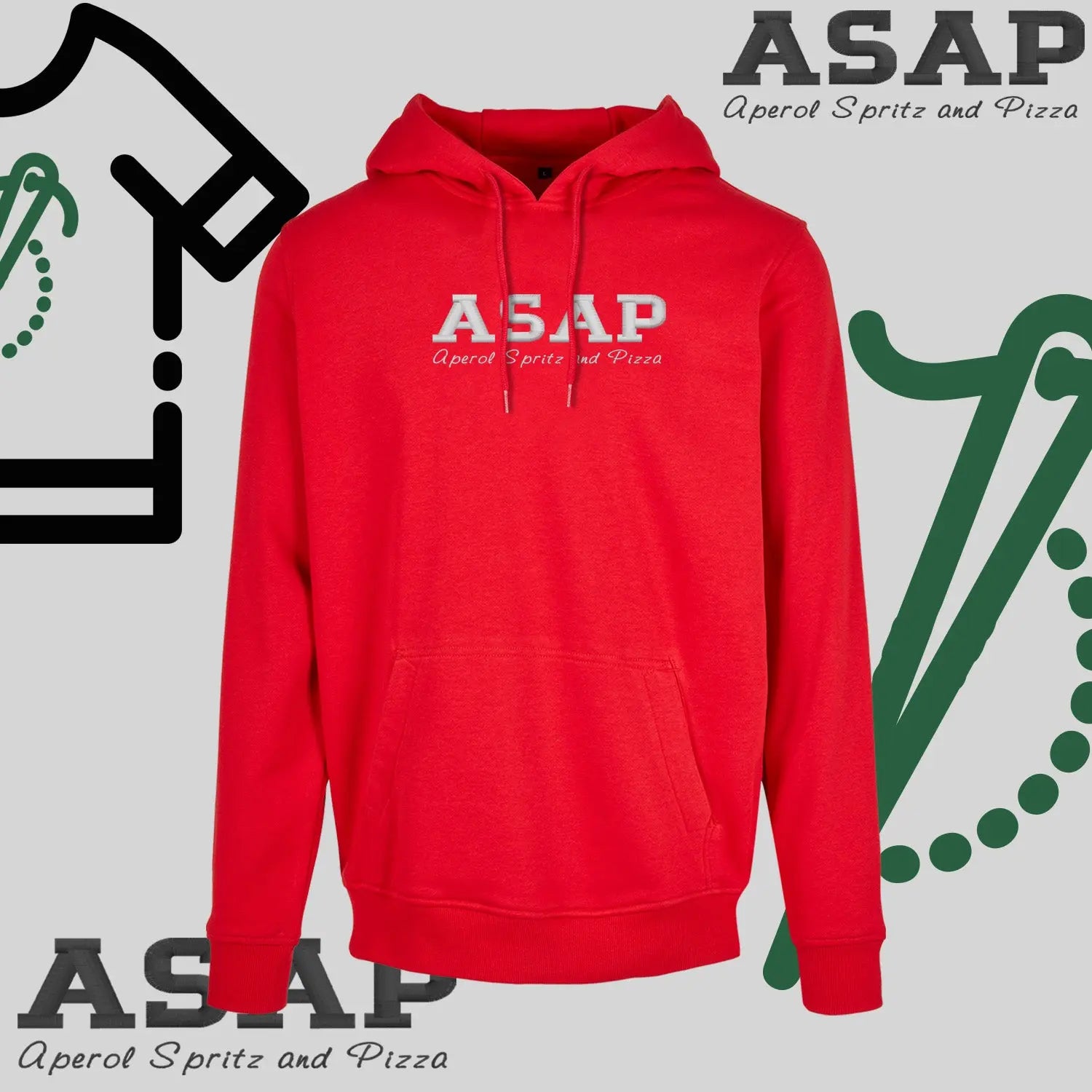 Bluza z kapturem "ASAP – Aperol Spritz and Pizza" – haft, włoski klimat Haft z radości