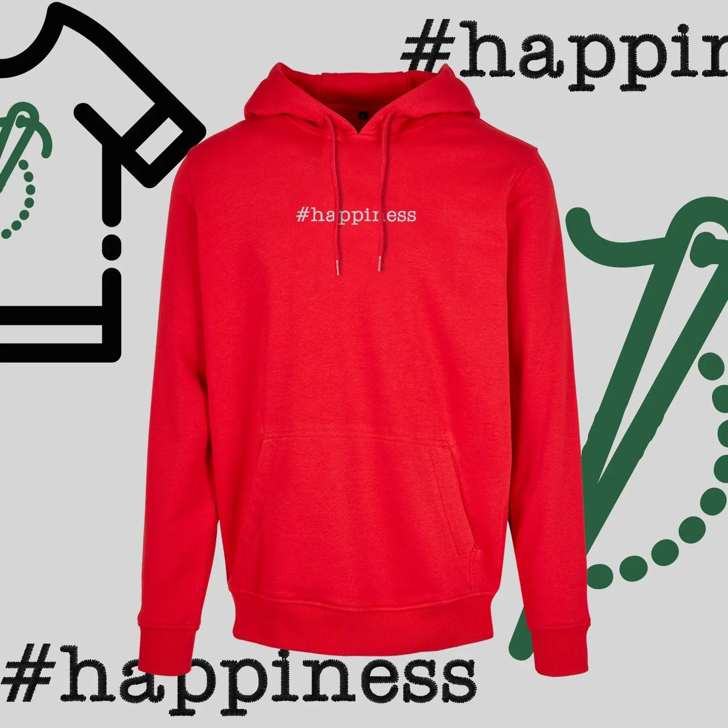 Bluza z kapturem "#happiness" – haft komputerowy, styl z pozytywną energią Haft z radości