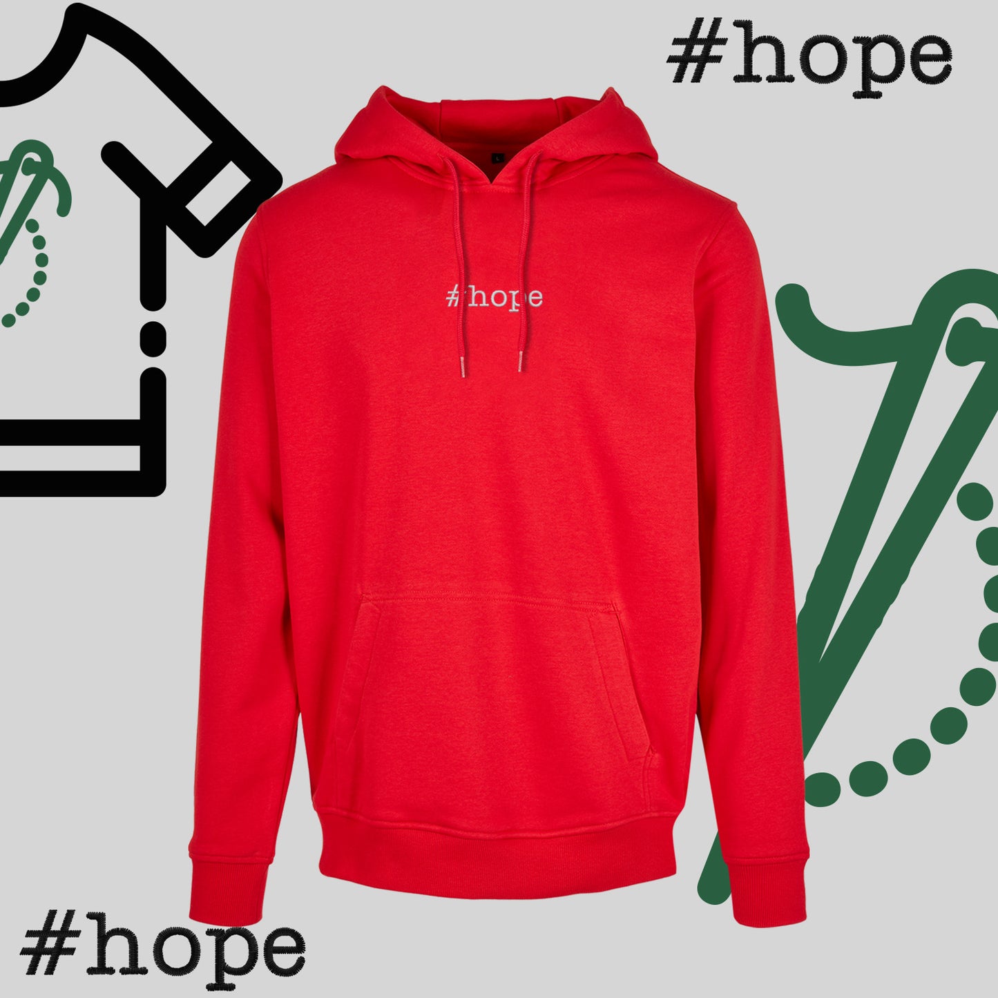 Bluza z kapturem "#hope" – haft komputerowy, inspiracja na co dzień