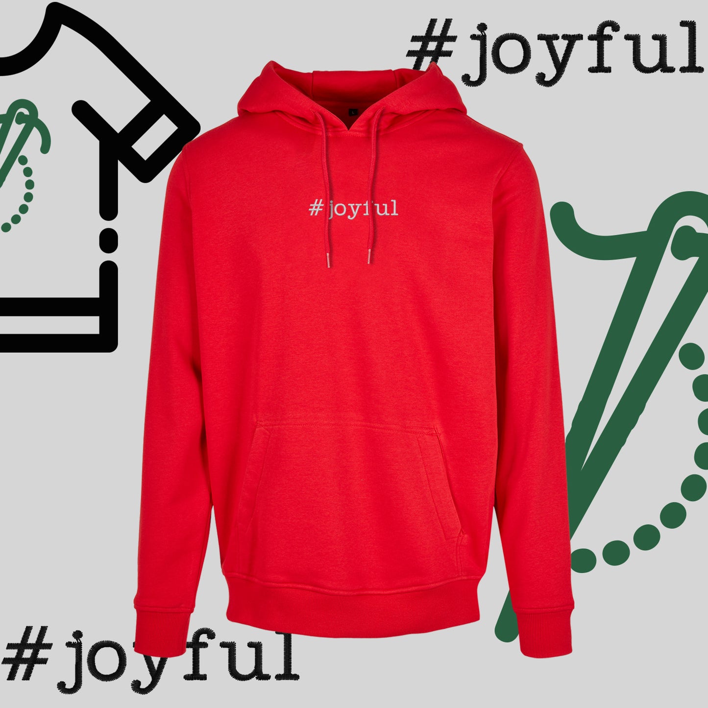 Bluza z kapturem "#joyful" – haft komputerowy, styl pełen radości