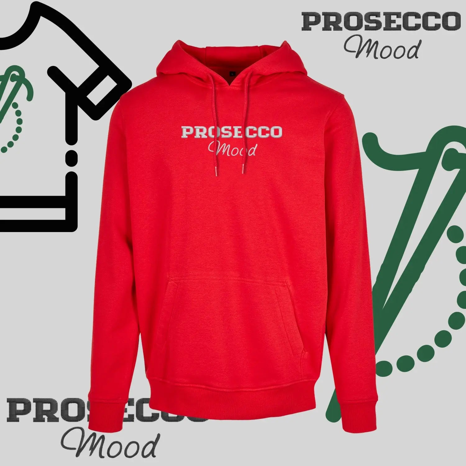 Bluza z kapturem "PROSECCO MOOD" – haft komputerowy, styl na każdą okazję Haft z radości