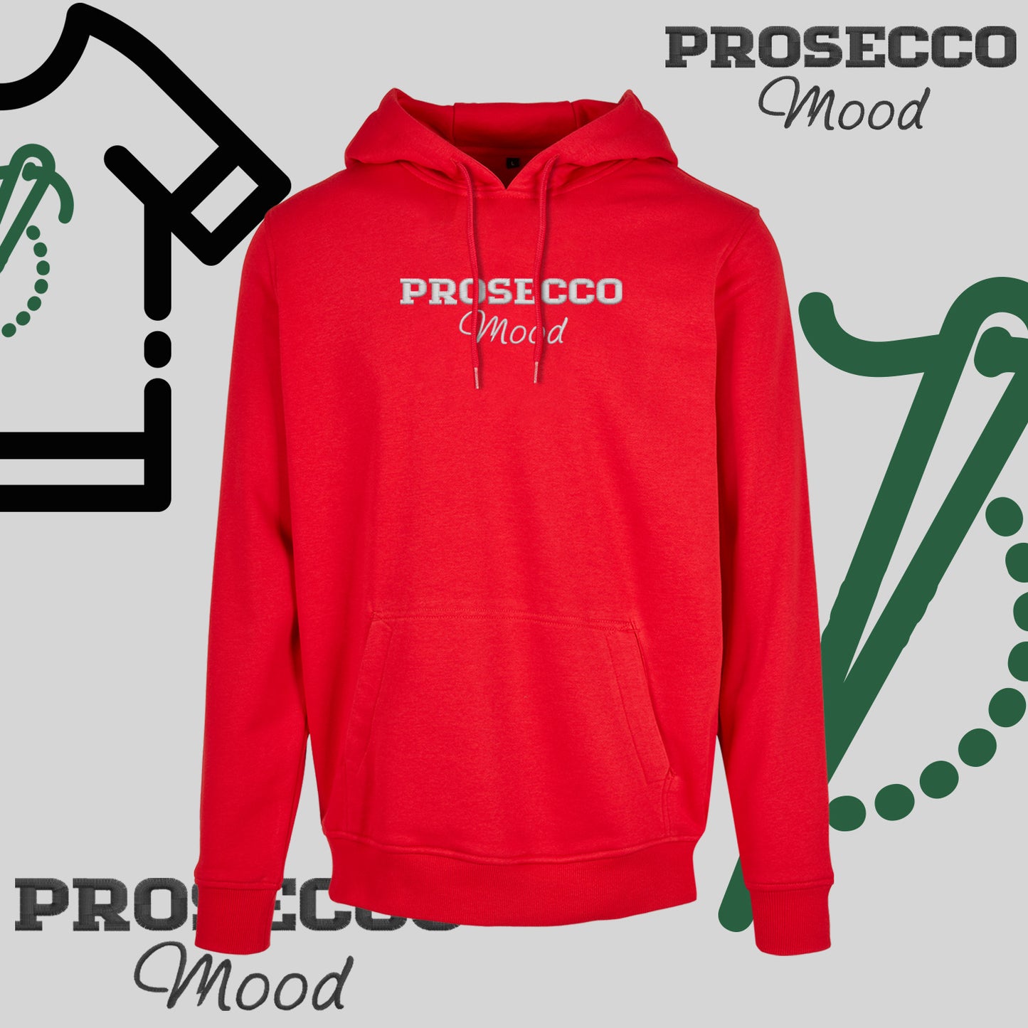 Bluza z kapturem "PROSECCO MOOD" – haft komputerowy, styl na każdą okazję
