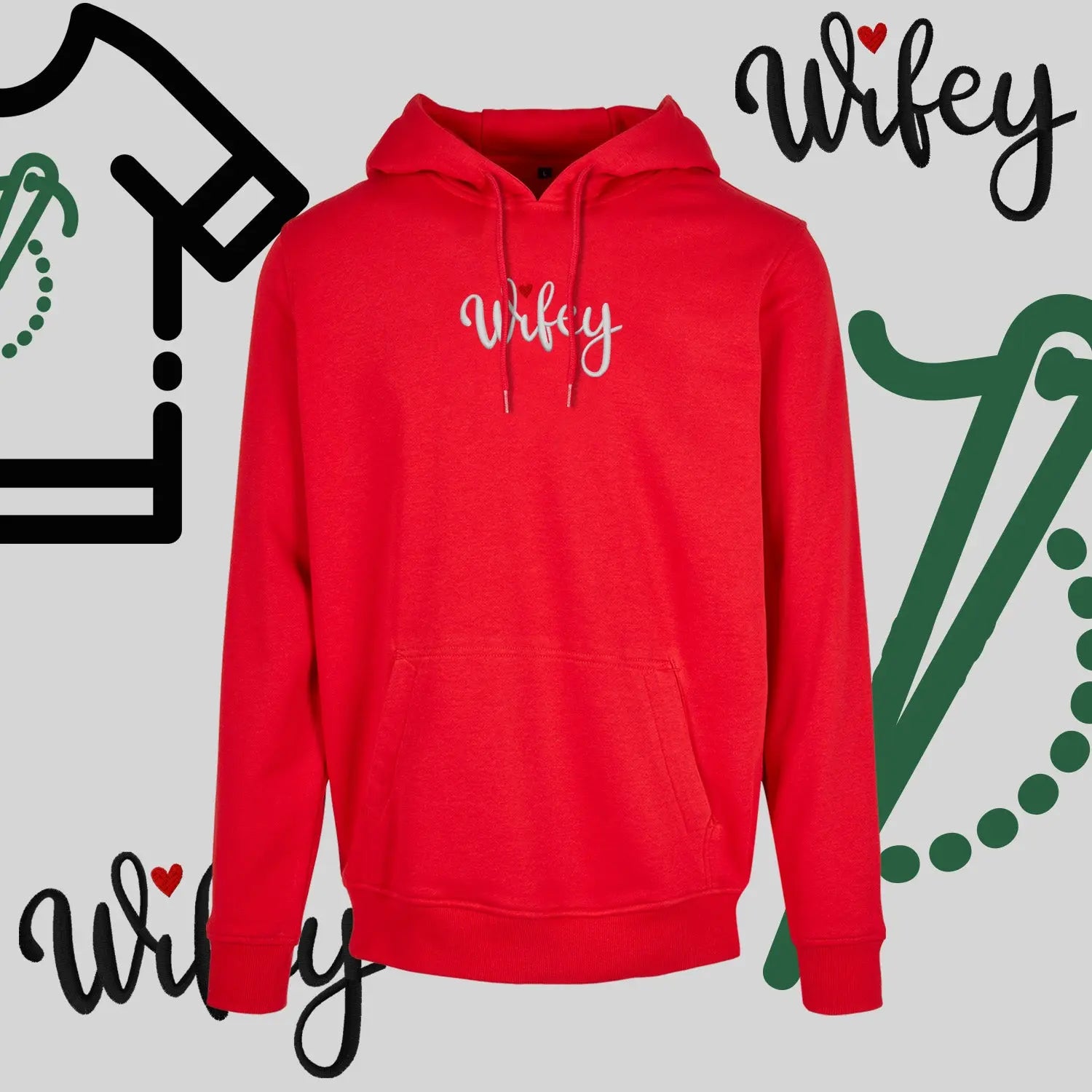 Bluza z kapturem "WIFEY" – haft komputerowy, styl dla żony z humorem Haft z radości