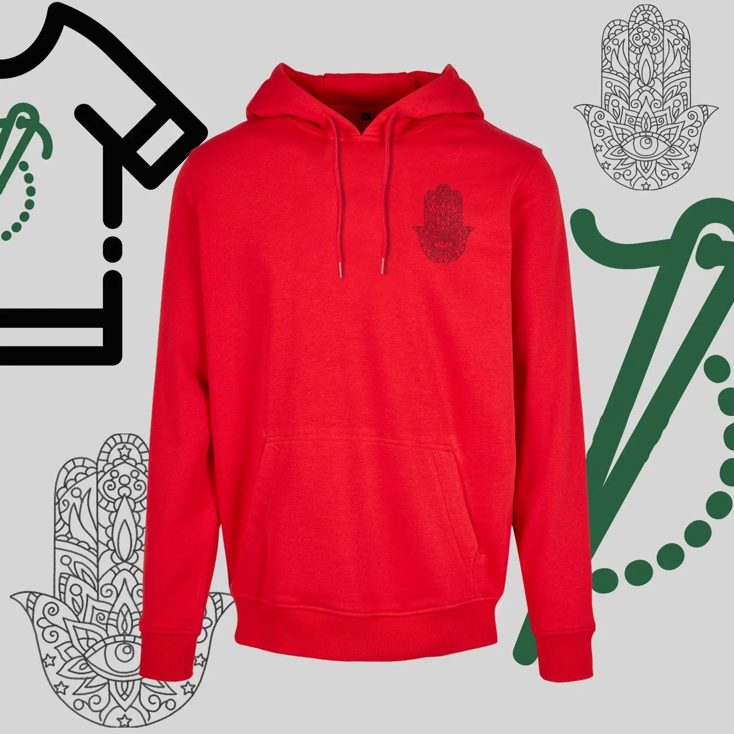 Bluza z kapturem "Hamsa" – haft komputerowy, symbol ochrony i stylu Haft z radości