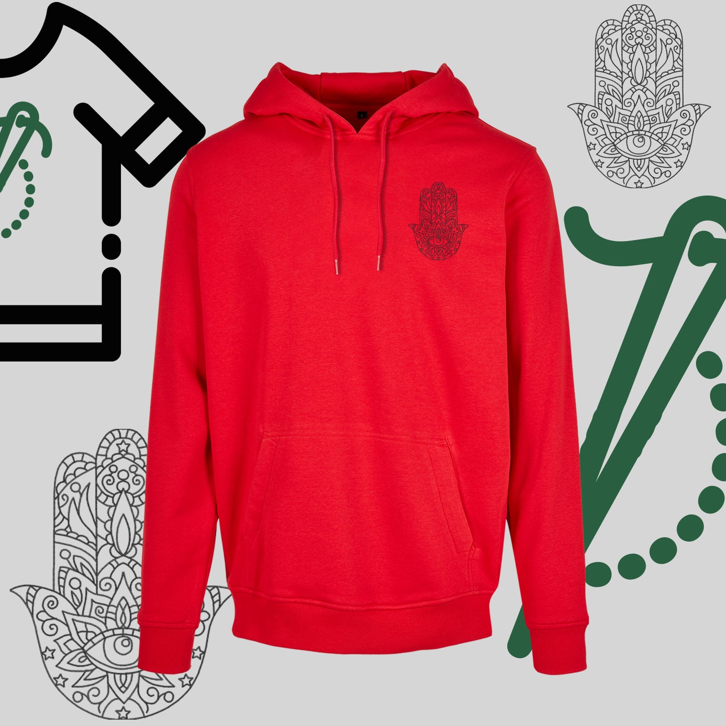 Bluza z kapturem "Hamsa" – haft komputerowy, symbol ochrony i stylu