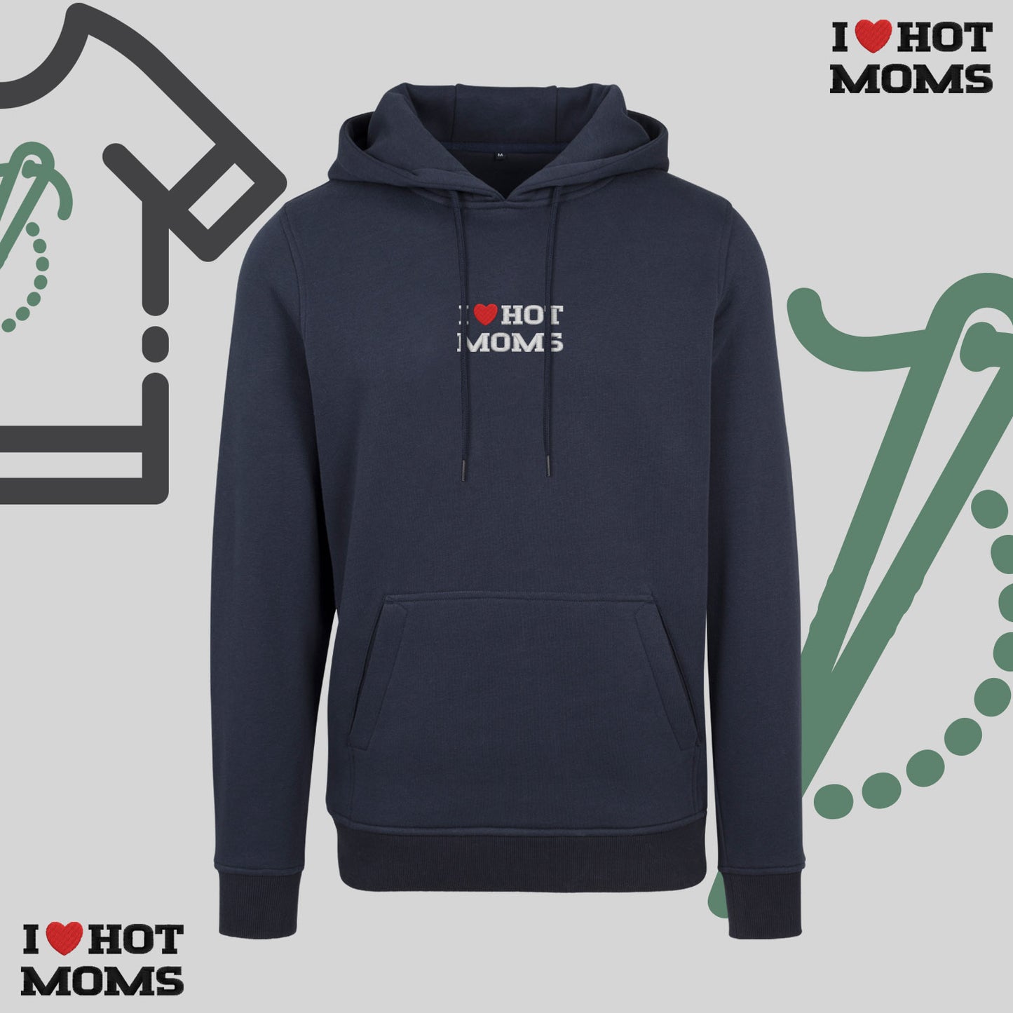 Bluza z kapturem z haftem "I❤️ HOT MOMS"