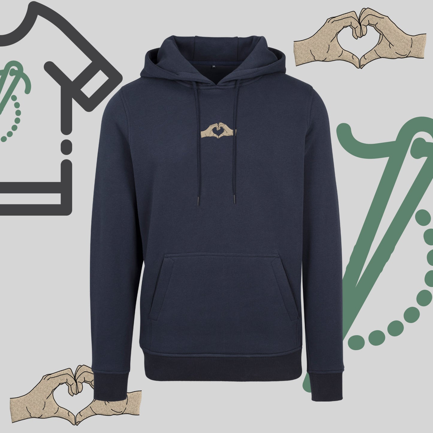 Bluza z kapturem z haftem "Serce z dłoni"