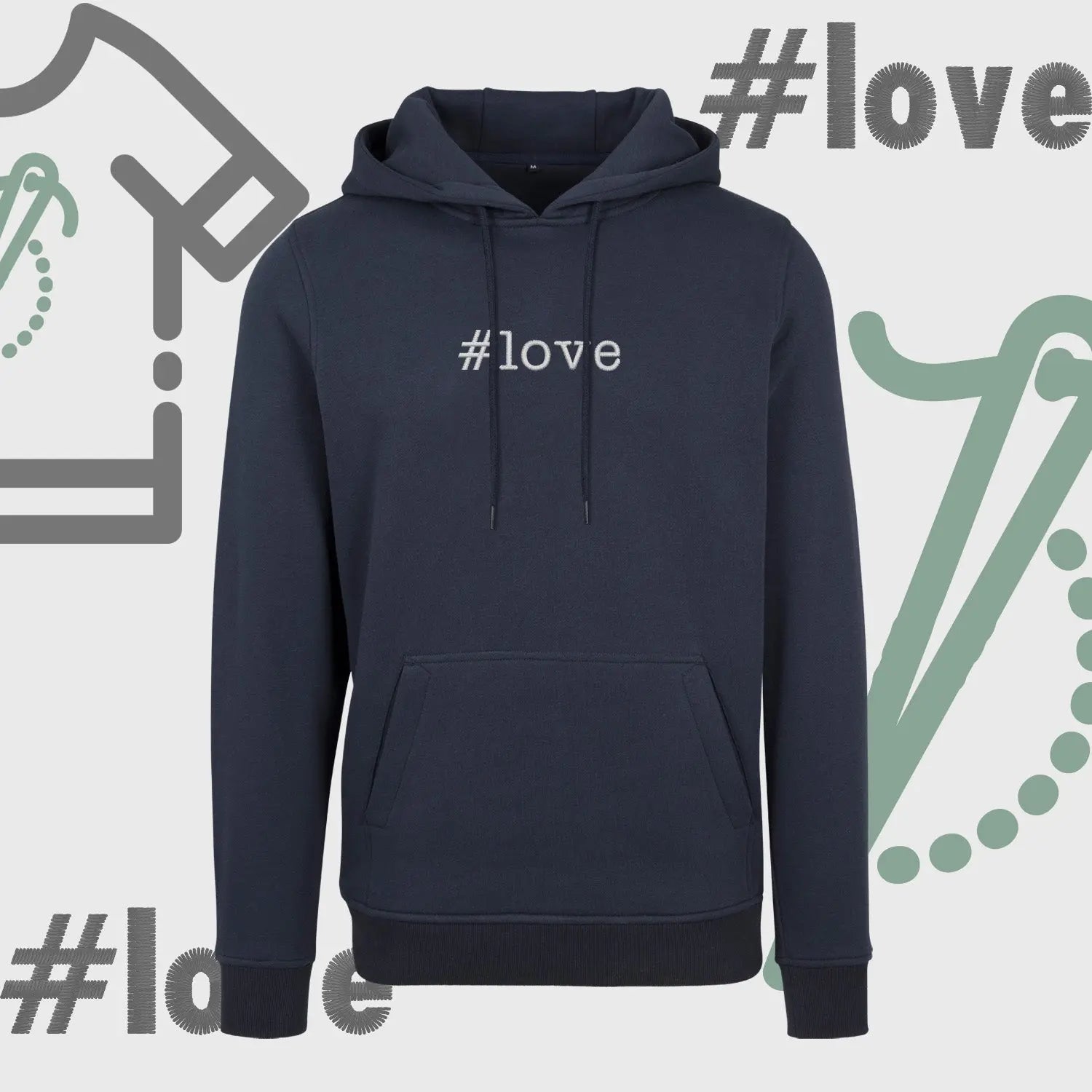 Bluza z kapturem "#love" – haft komputerowy, styl z pozytywnym przekazem Haft z radości