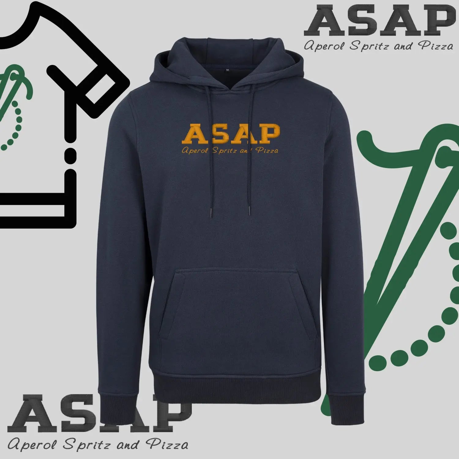 Bluza z kapturem "ASAP – Aperol Spritz and Pizza" – haft, włoski klimat Haft z radości