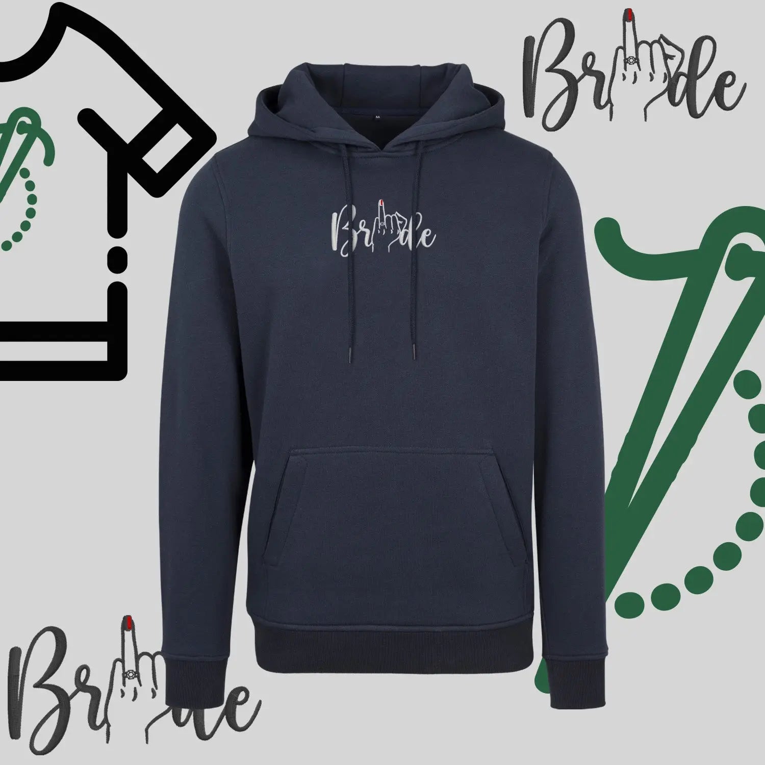 Bluza z kapturem "Bride" – haft komputerowy, wygodny styl dla przyszłej żony Haft z radości