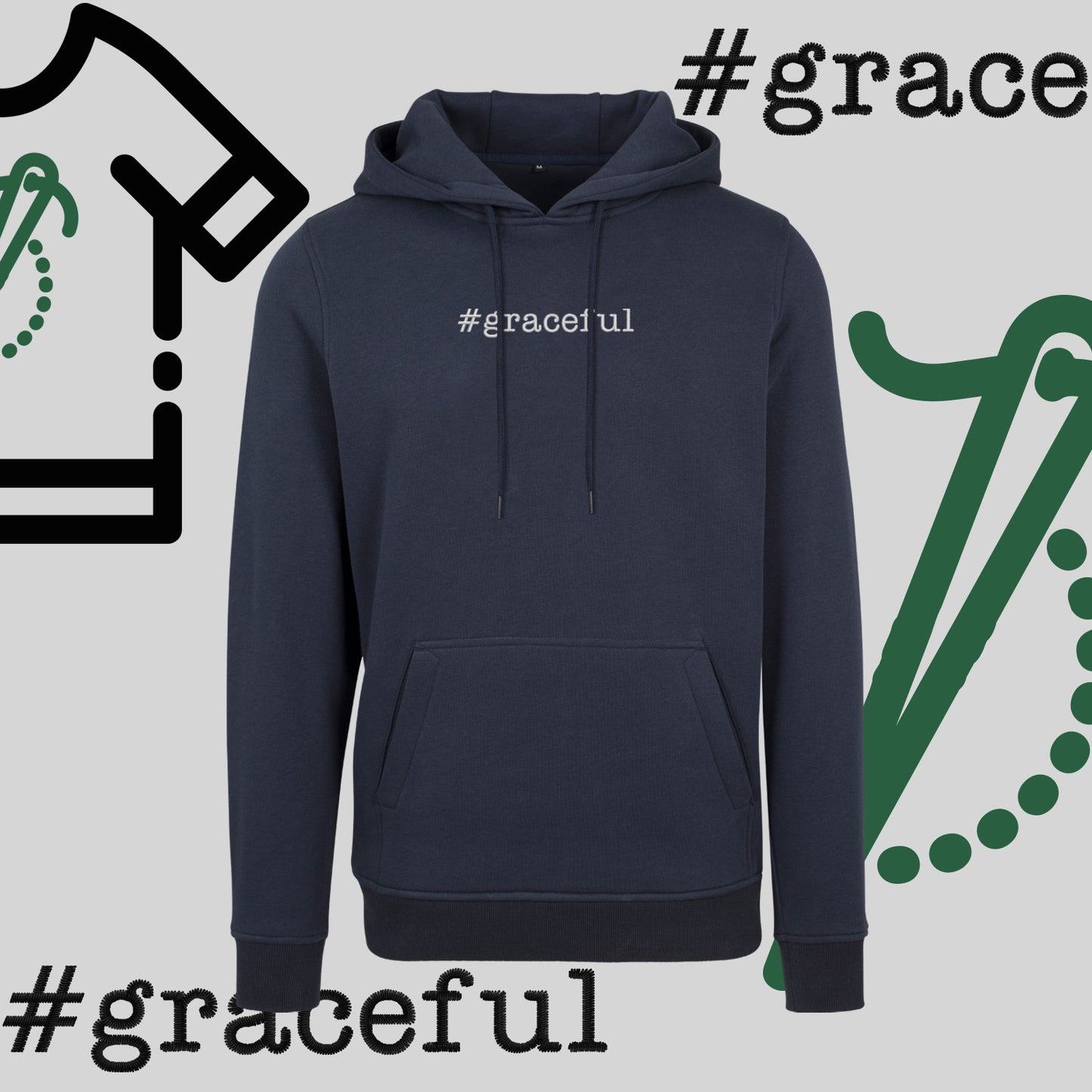 Bluza z kapturem "#graceful" – haft komputerowy, elegancja w stylu casual