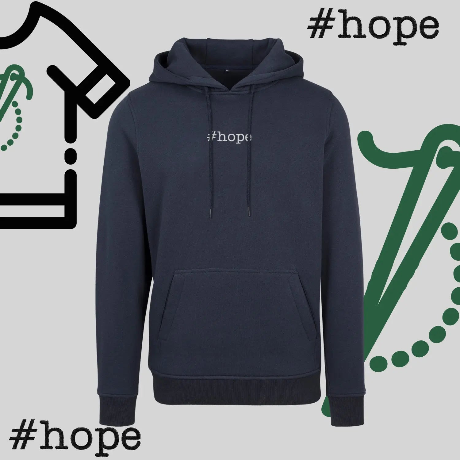 Bluza z kapturem "#hope" – haft komputerowy, inspiracja na co dzień Haft z radości