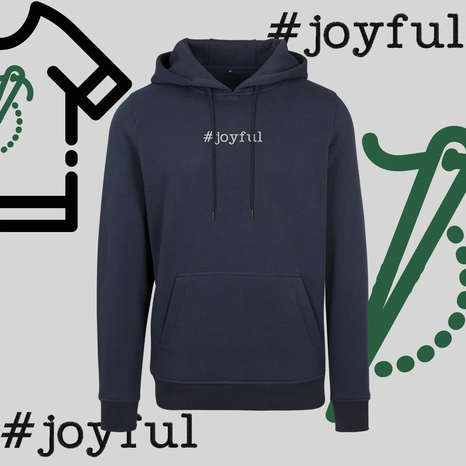 Bluza z kapturem "#joyful" – haft komputerowy, styl pełen radości Haft z radości