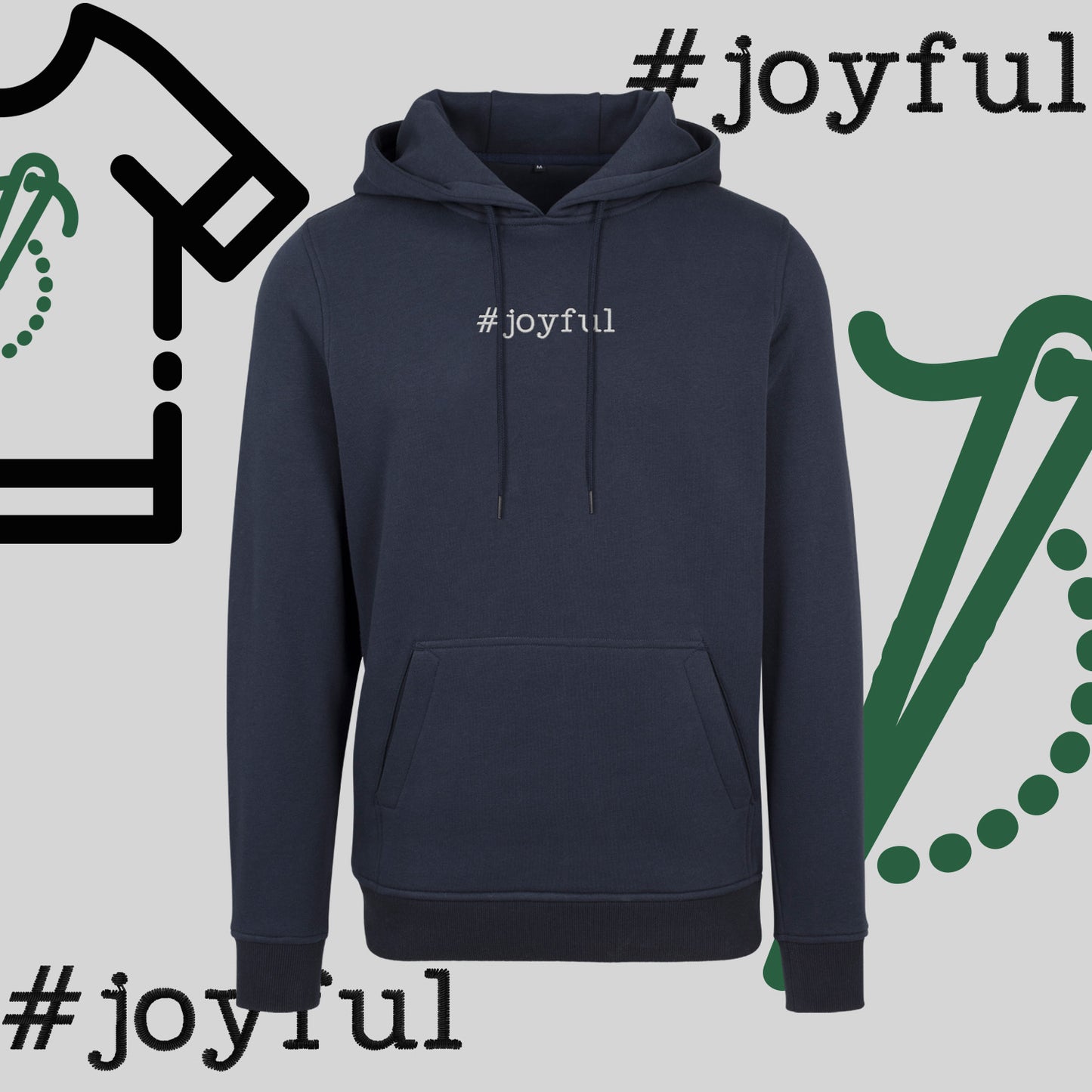 Bluza z kapturem "#joyful" – haft komputerowy, styl pełen radości