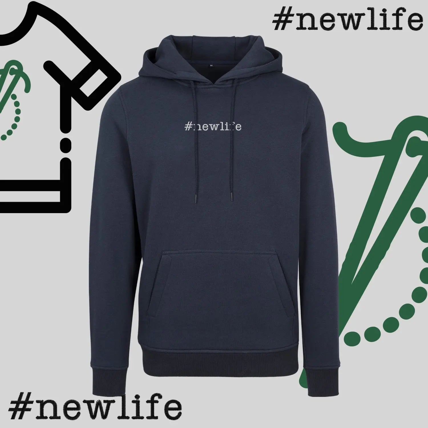 Bluza z kapturem "#newlife" – haft komputerowy, inspiracja na nowy początek Haft z radości