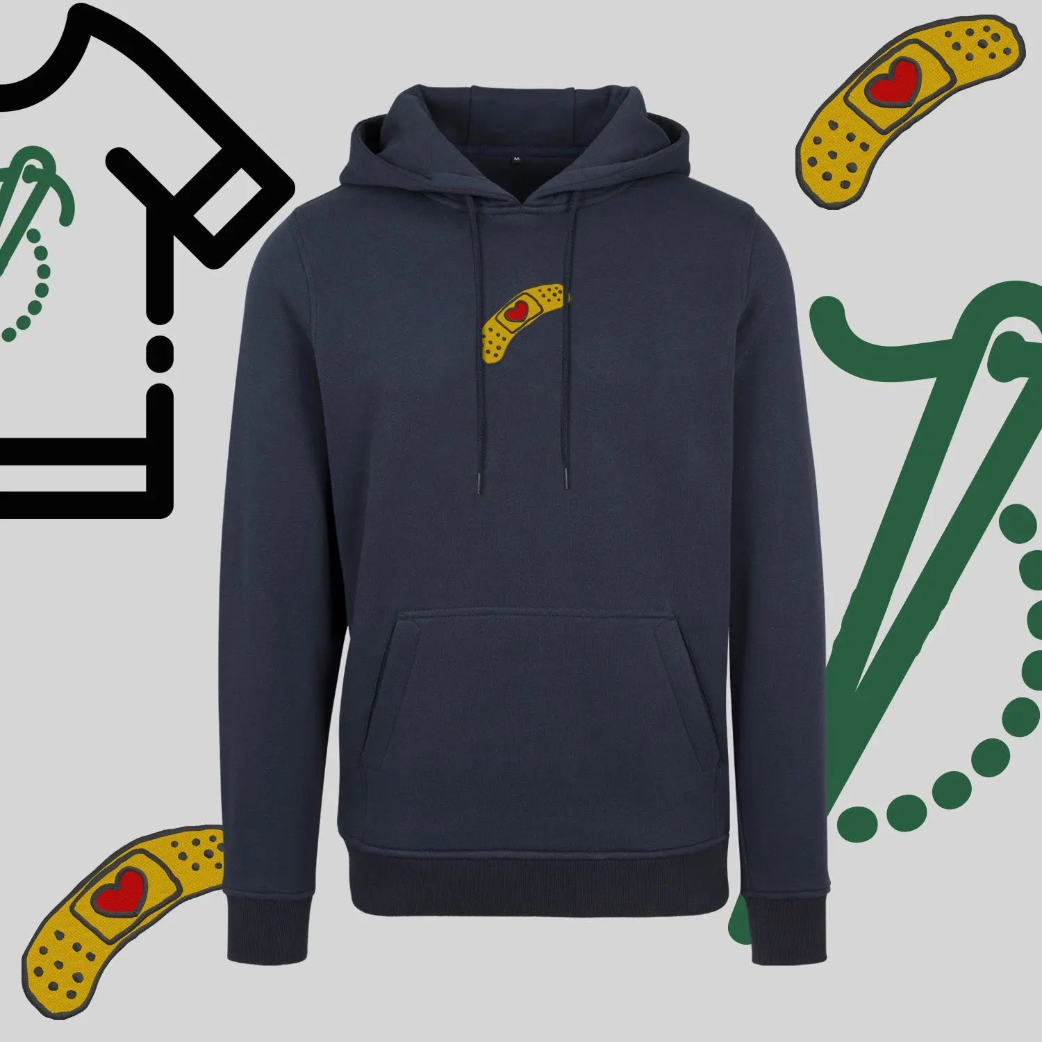 Bluza z kapturem "Plaster z sercem" – haft komputerowy, styl pełen emocji i troski Haft z radości