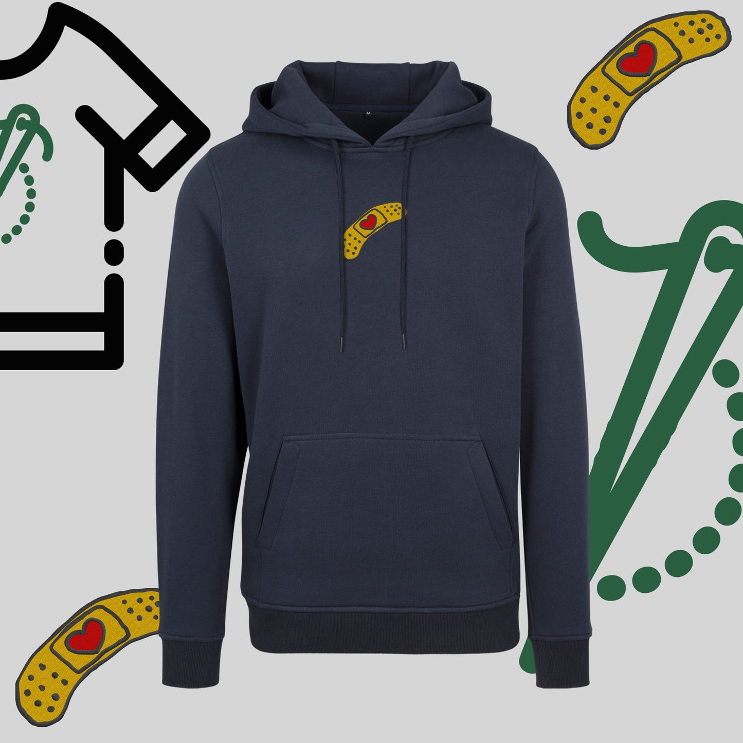 Bluza z kapturem "Plaster z sercem" – haft komputerowy, styl pełen emocji i troski