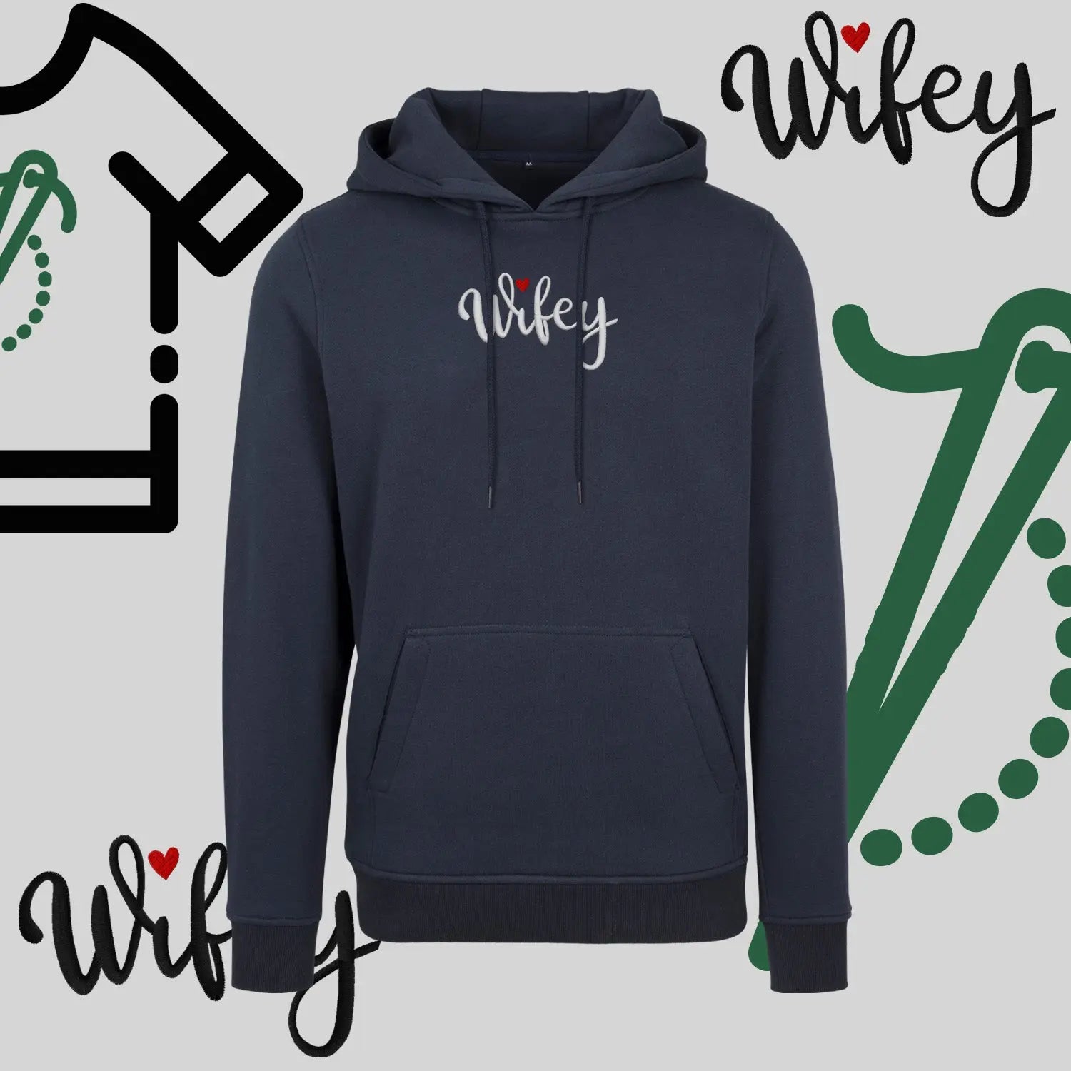 Bluza z kapturem "WIFEY" – haft komputerowy, styl dla żony z humorem Haft z radości