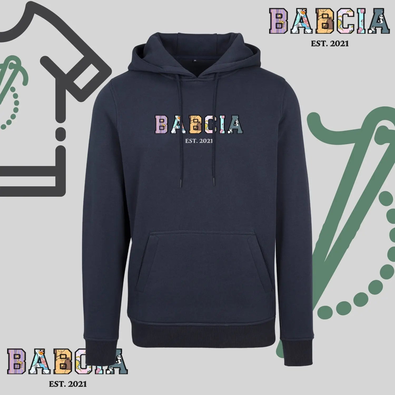 Bluza z kapturem "BABCIA" PATCHWORK+EST idealny prezent na dzień Babci Haft z radości