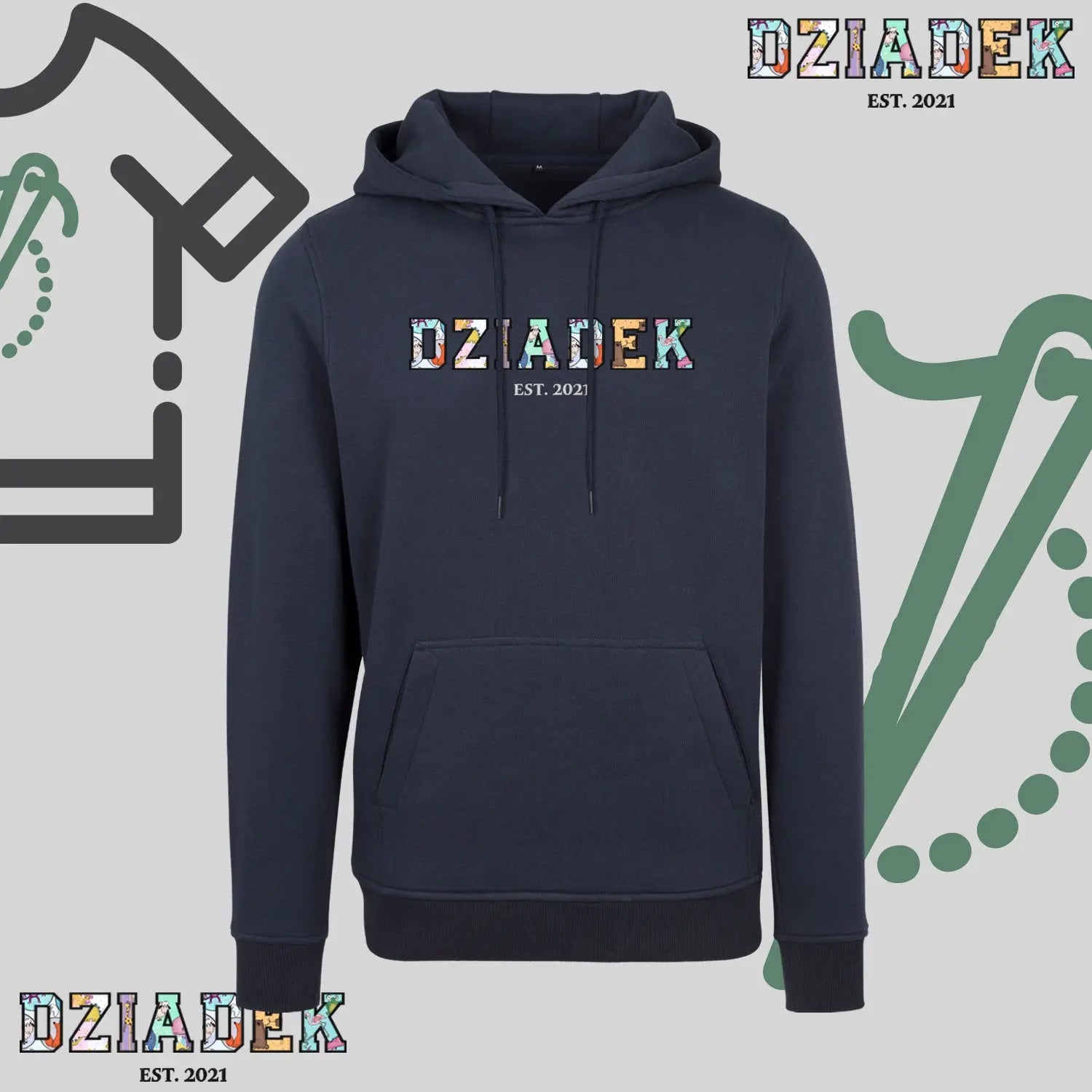 Bluza z kapturem "DZIADEK" PATCHWORK+EST idealny prezent na dzień Dziadka Haft z radości