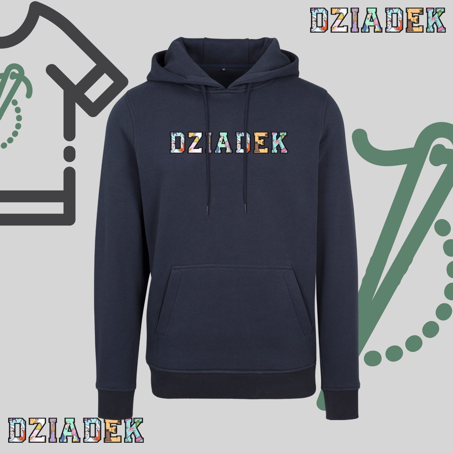 Bluza z kapturem "DZIADEK" PATCHWORK idealny prezent na dzień Dziadka
