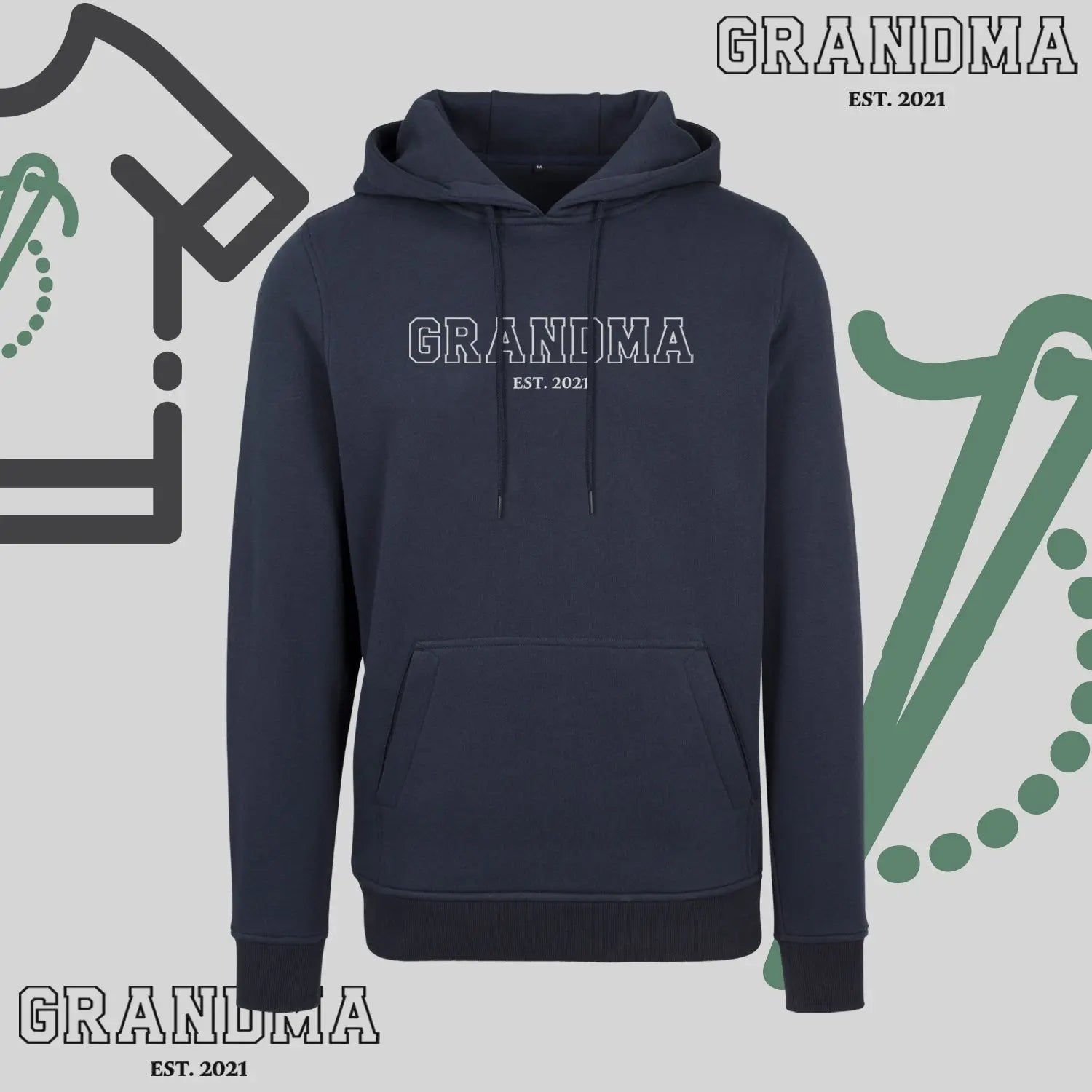 Bluza z kapturem "GRANDMA" kontur+EST idealny prezent na dzień Babci Haft z radości
