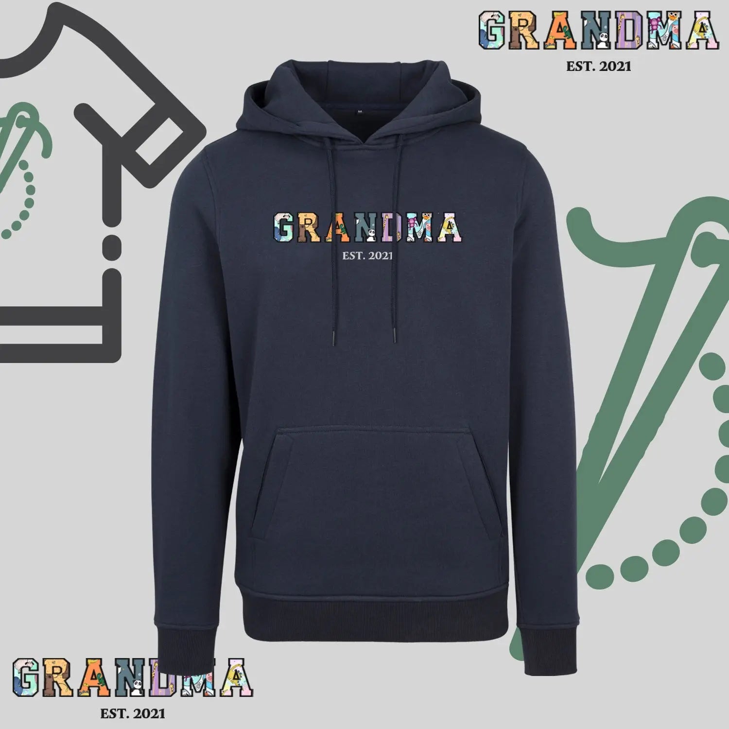 Bluza z kapturem "GRANDMA" PATCHWORK +EST idealny prezent na dzień Babci Haft z radości