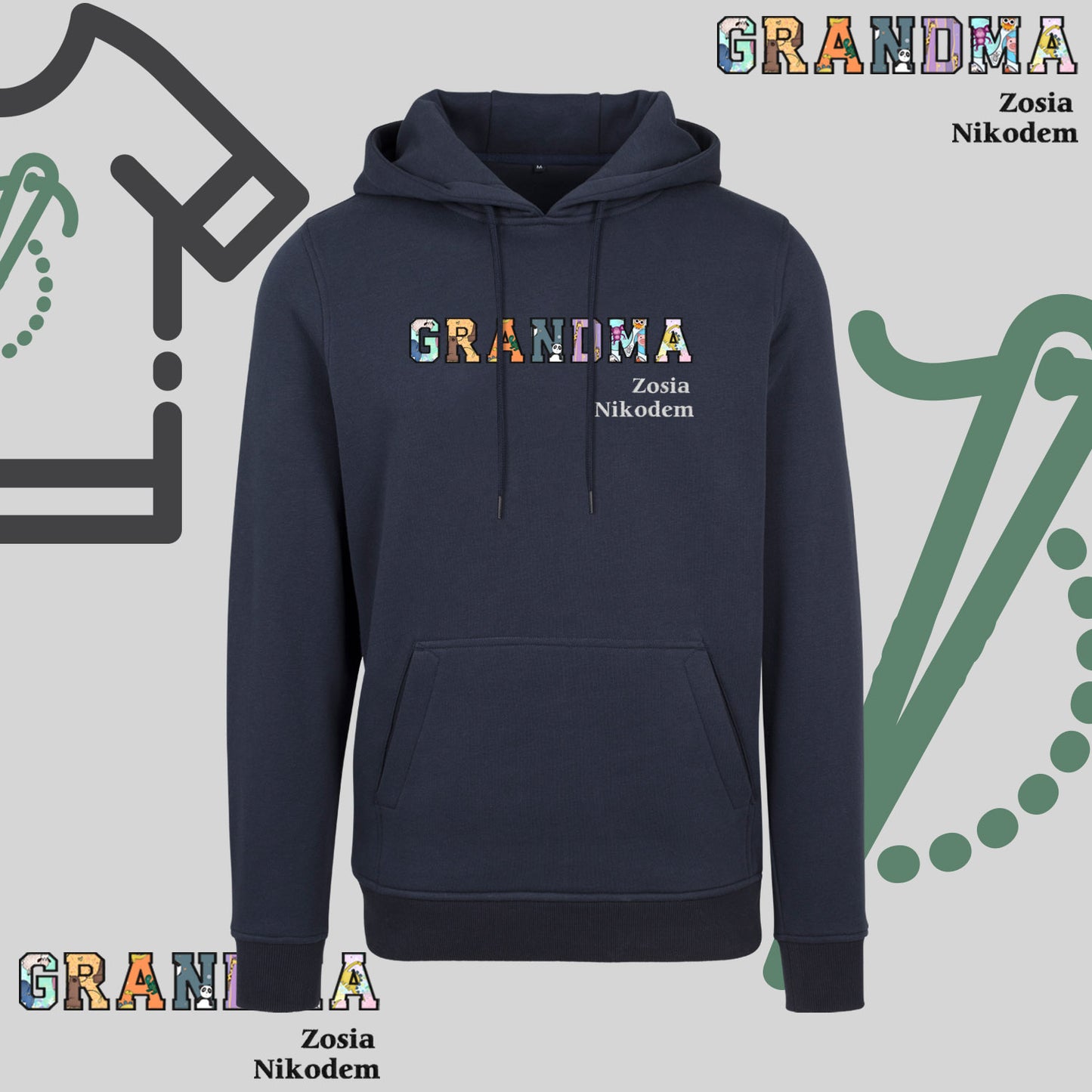 Bluza z kapturem "GRANDMA" PATCHWORK +Imiona wnucząt idealny prezent na dzień Babci
