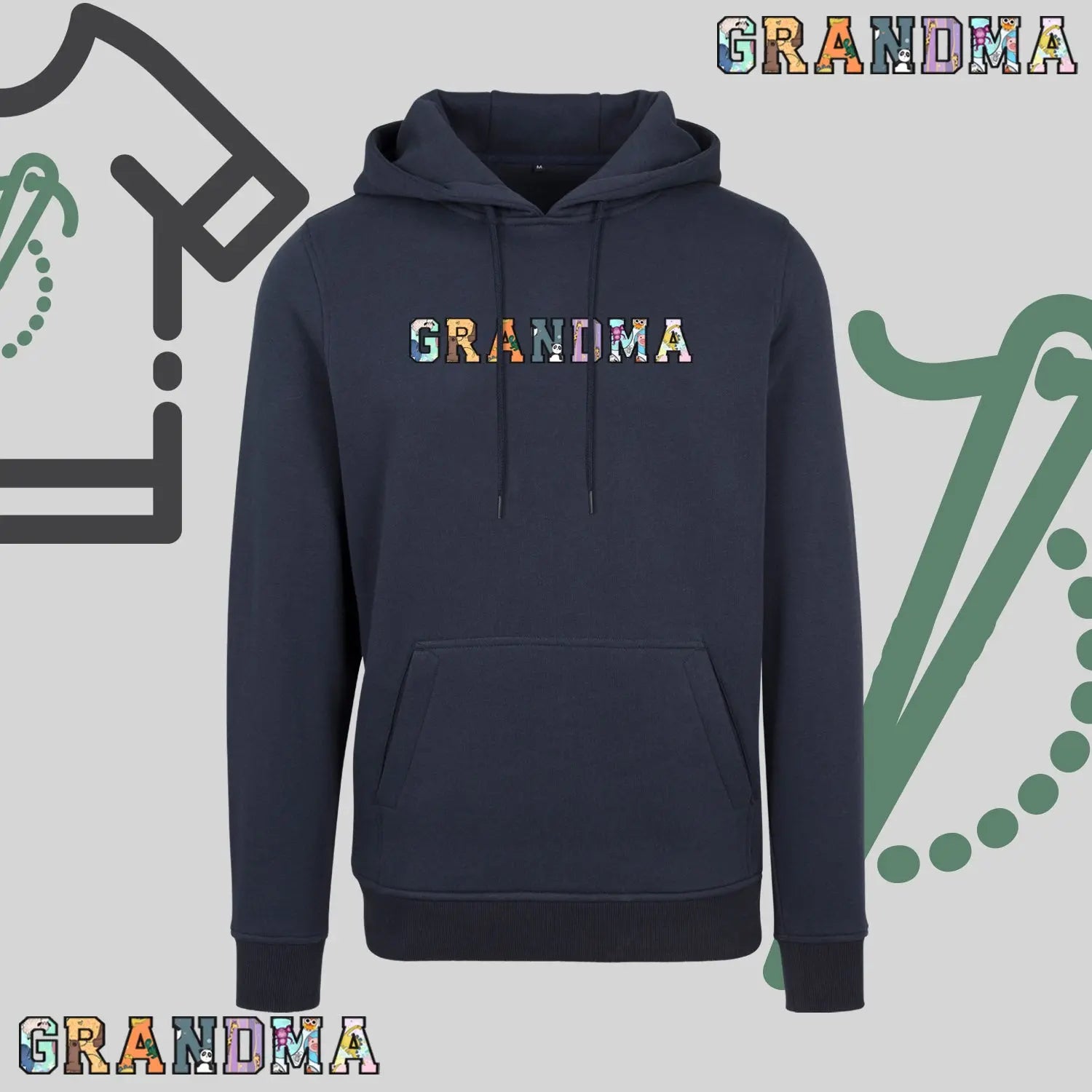 Bluza z kapturem "GRANDMA" PATCHWORK idealny prezent na dzień Babci Haft z radości